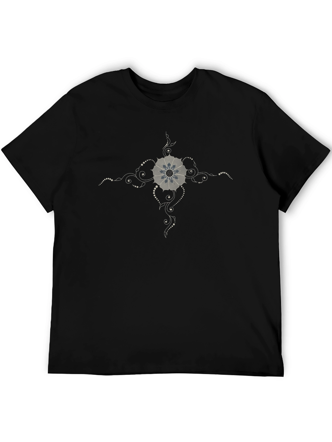 Black Stylish Black T-Shirt with Floral Graphic Print view 5