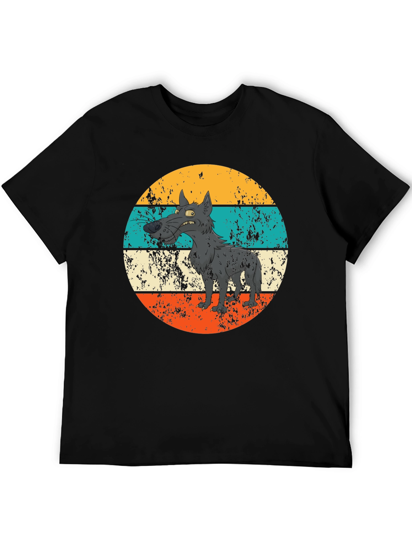 Black Retro Grumpy Wolf Graphic Tee view 5