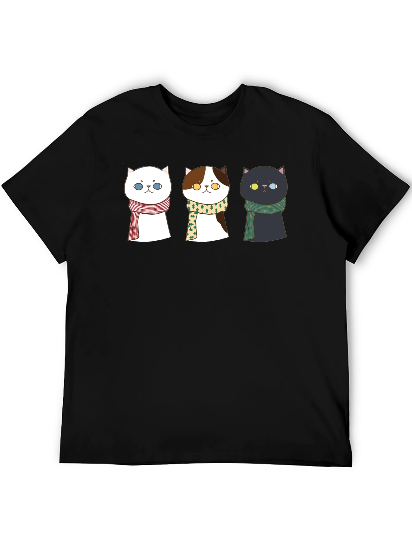 Black Cute Cat T-Shirt with Scarves view 5
