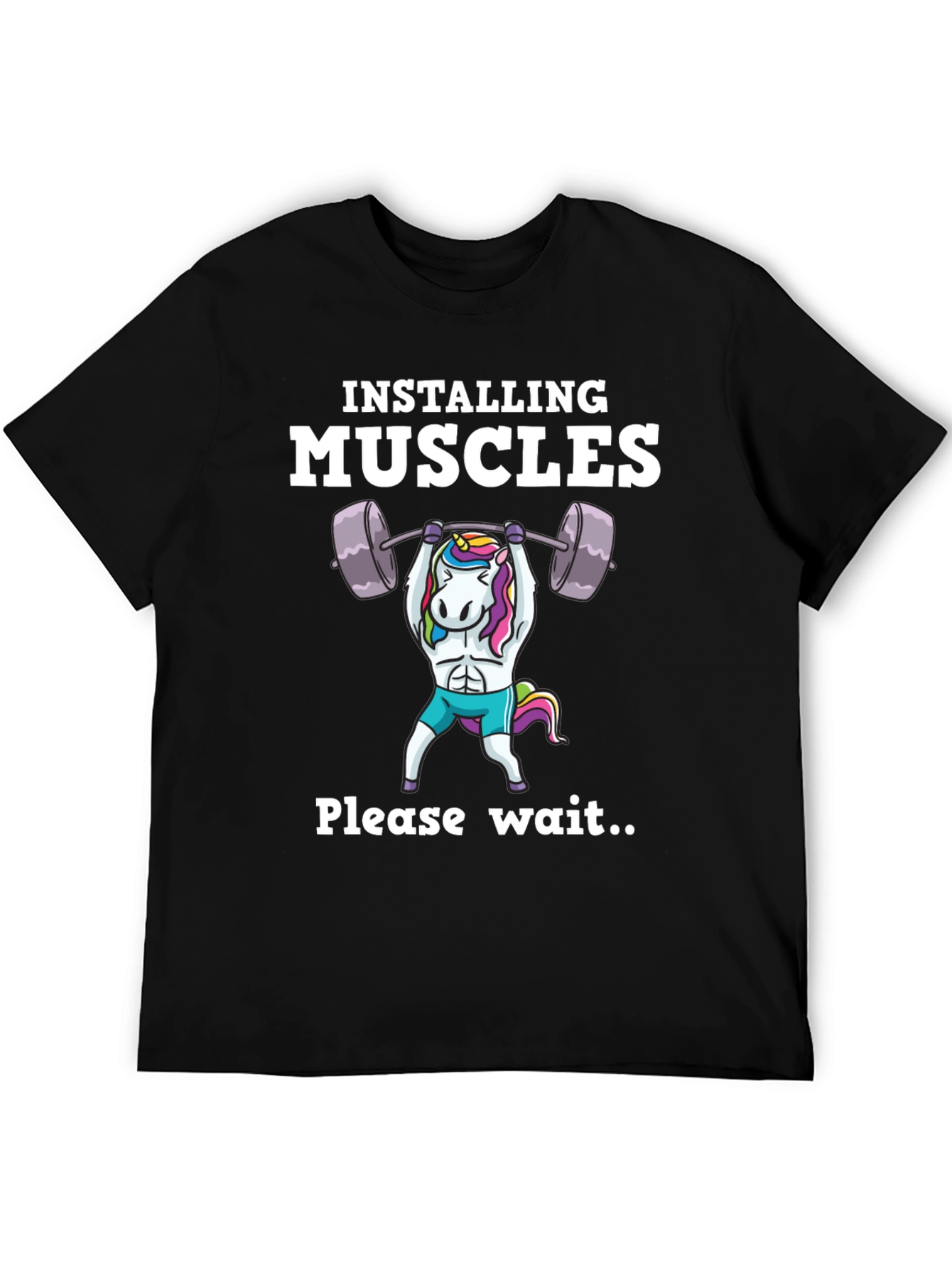 Black Funny Unicorn Muscle Building T-Shirt Gym Workout view 5