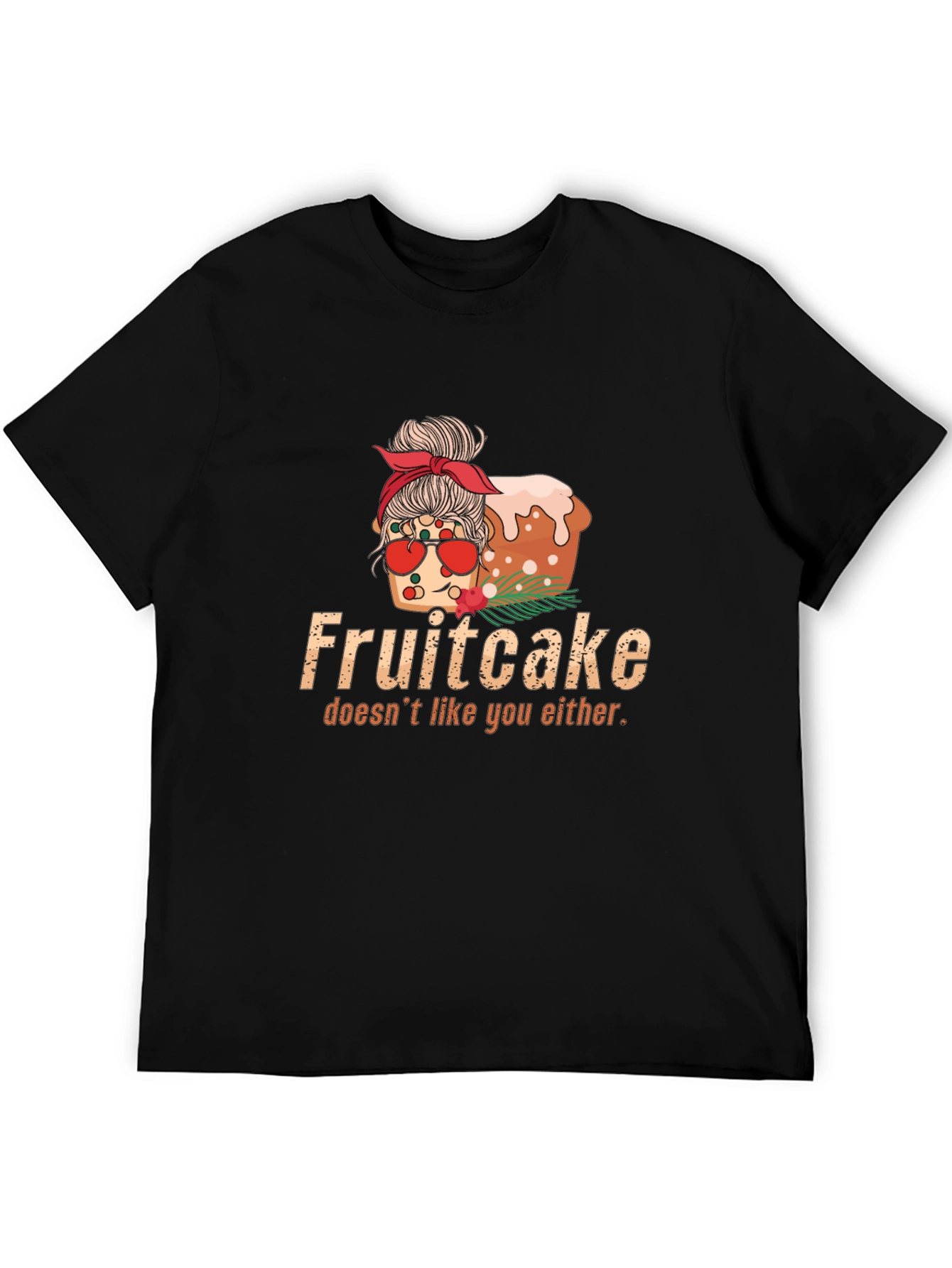 Black Fruitcake Graphic Tee - Funny Holiday Shirt view 5