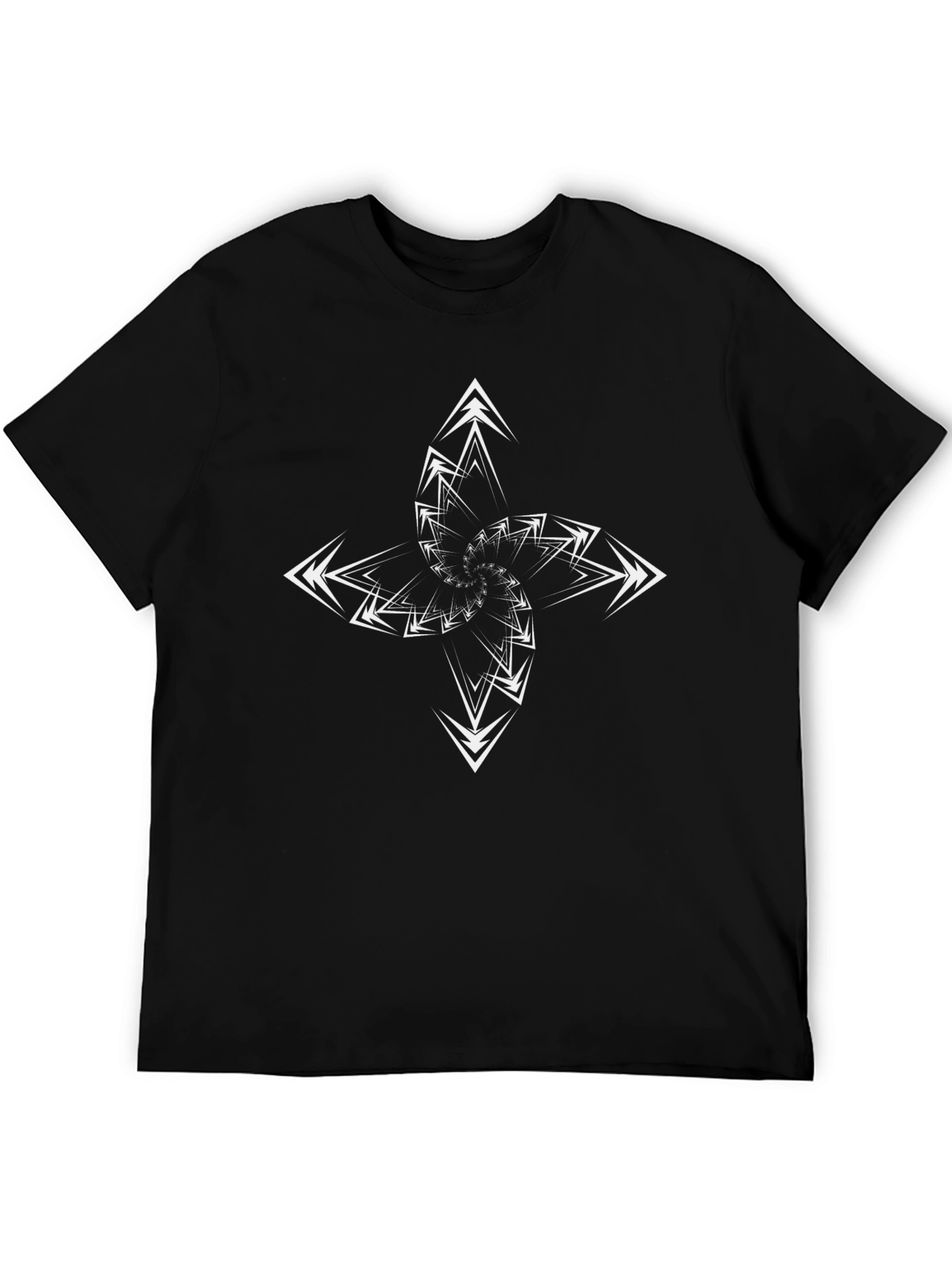 Geometric Arrow Design Black T-Shirt - 5