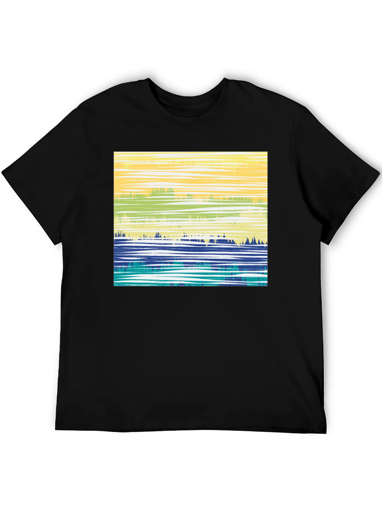 Black Abstract Horizon Graphic T-Shirt - Black view 5