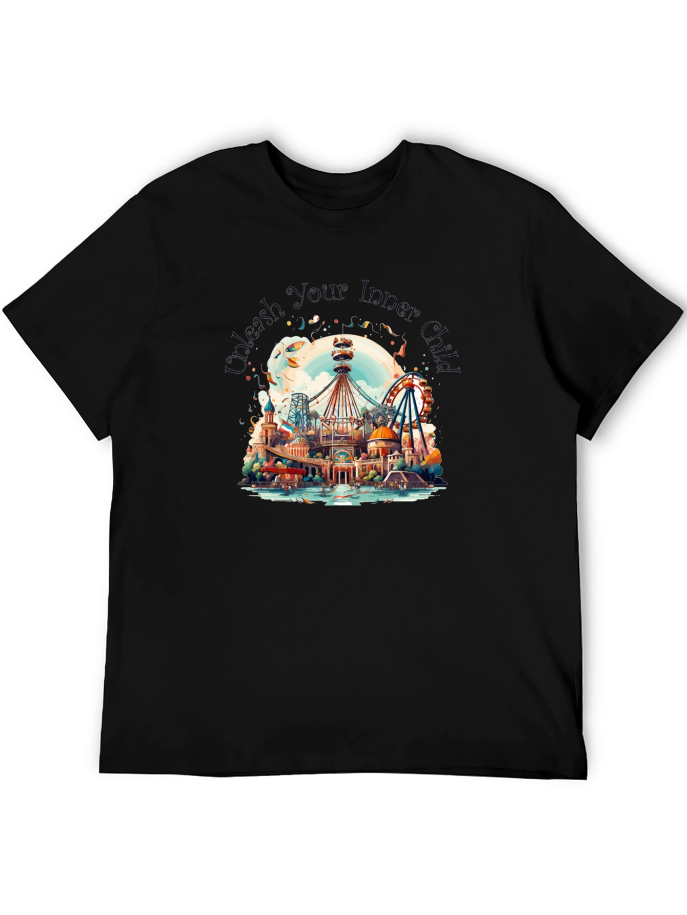 Black Whimsical Amusement Park Graphic Tee view 5