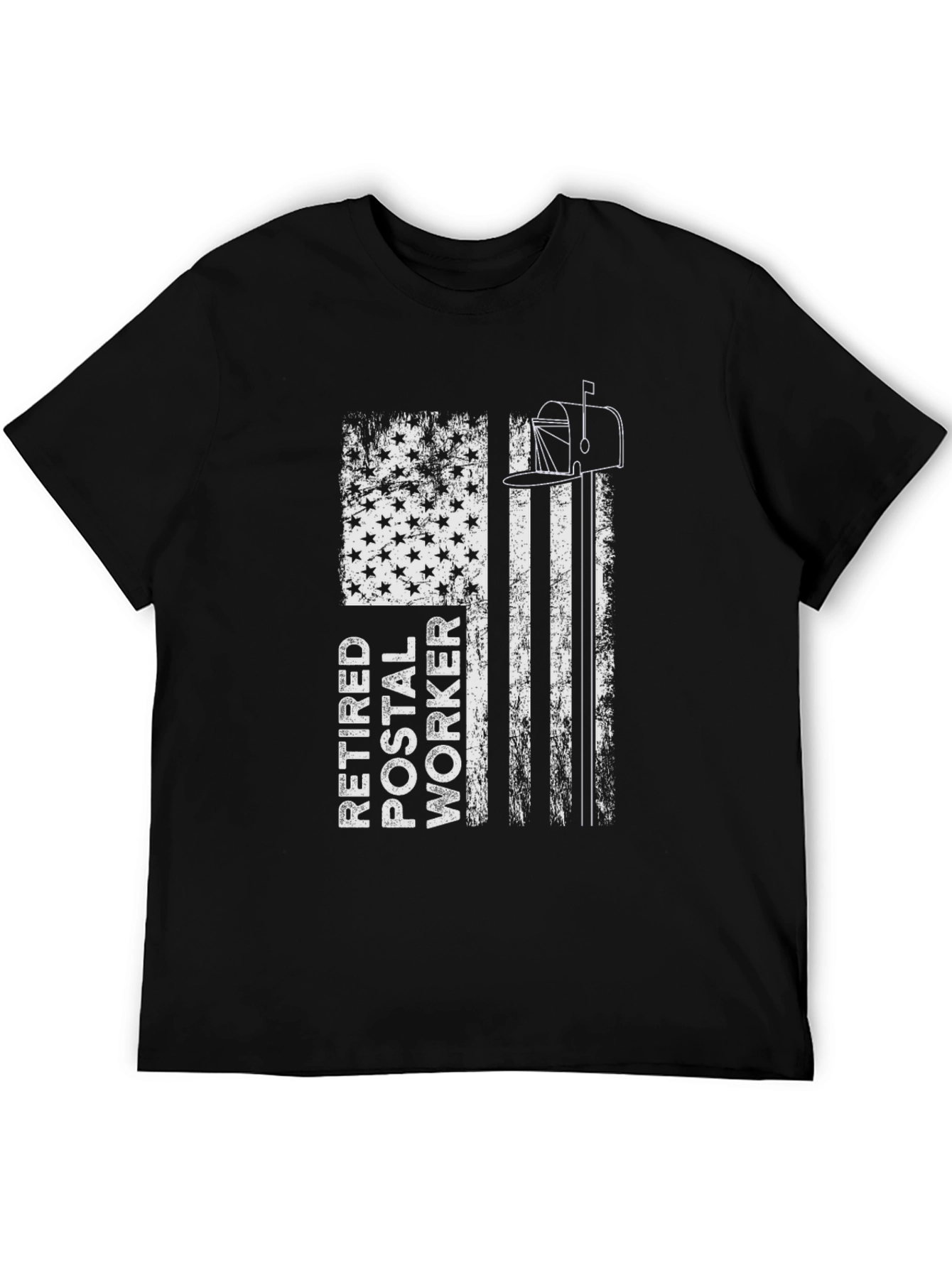Black Retired Postal Worker Flag Graphic T-Shirt view 5