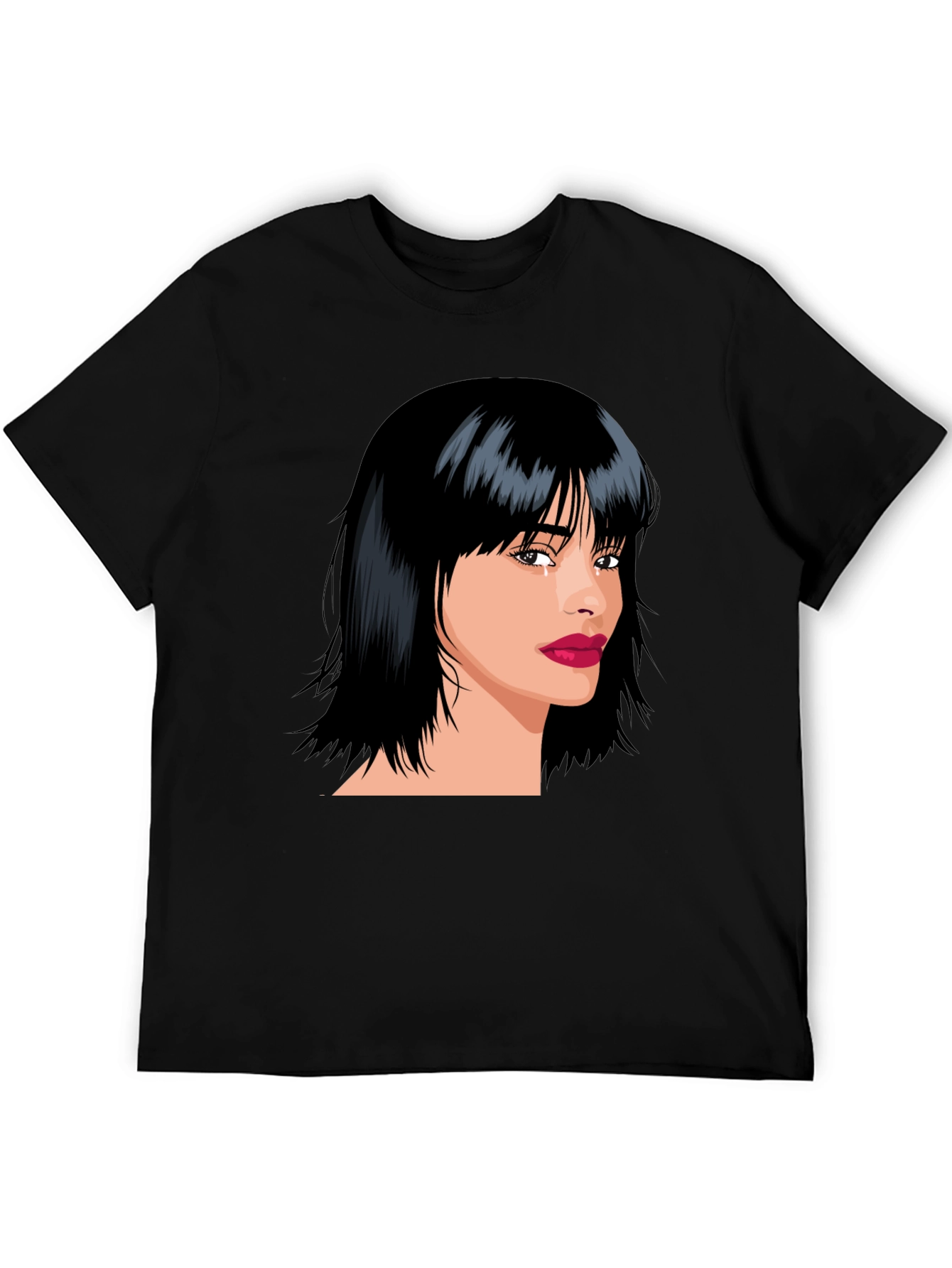 Black Stylish Woman Portrait Graphic Black T-Shirt view 5