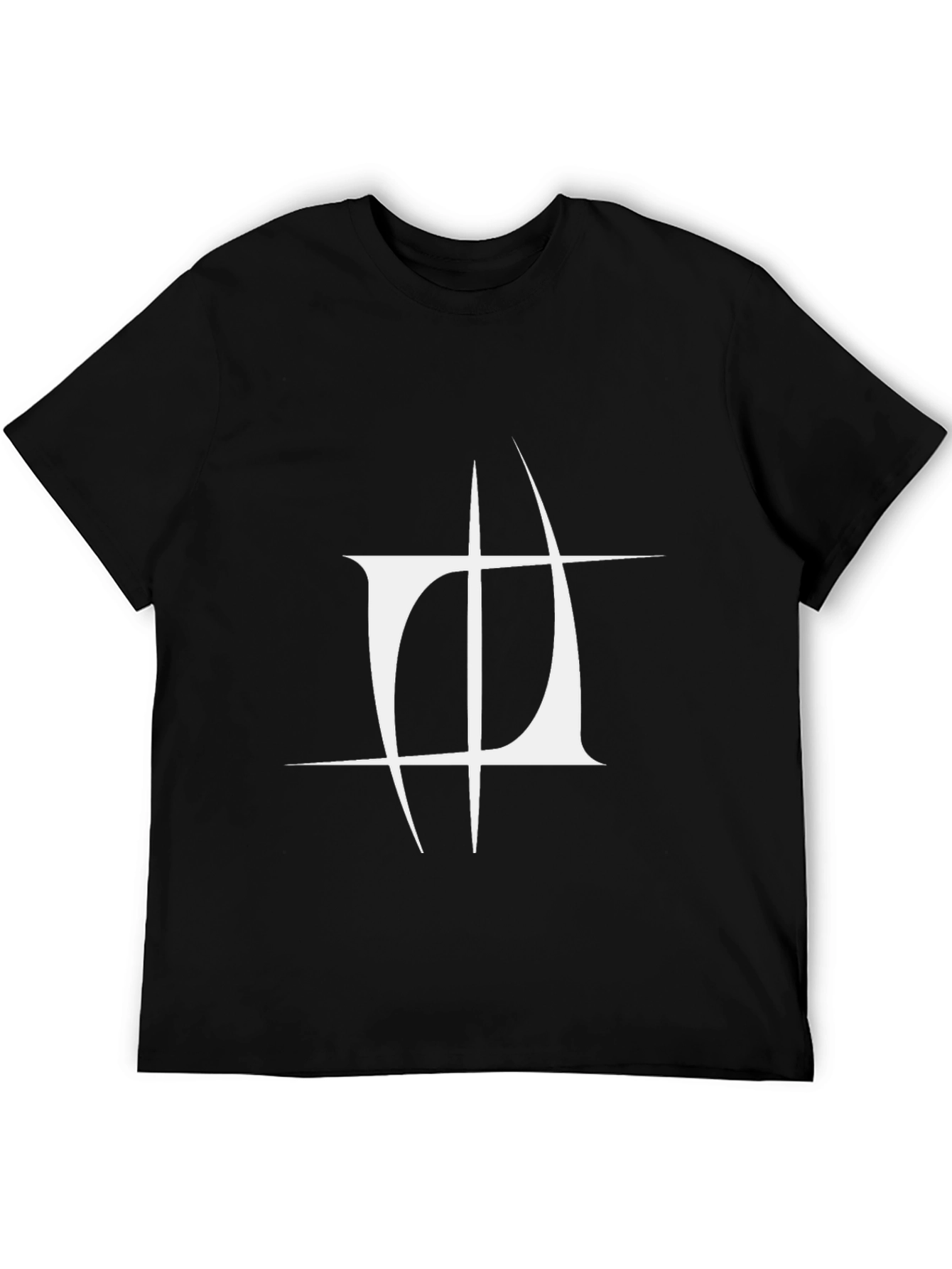 Black Black T-Shirt with White Abstract Graphic Print view 5