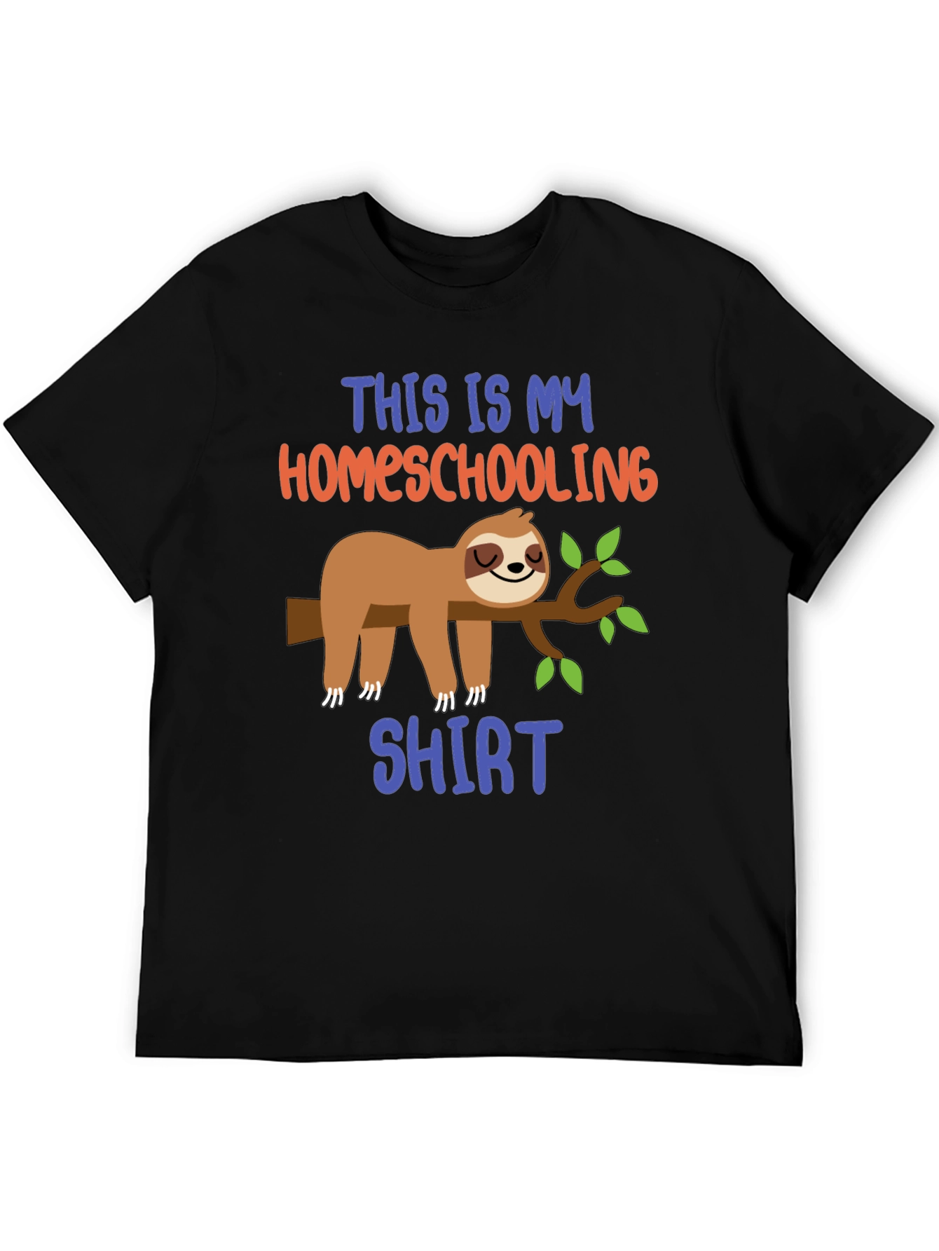 Black Homeschooling Sloth T-Shirt, Funny Tee view 5