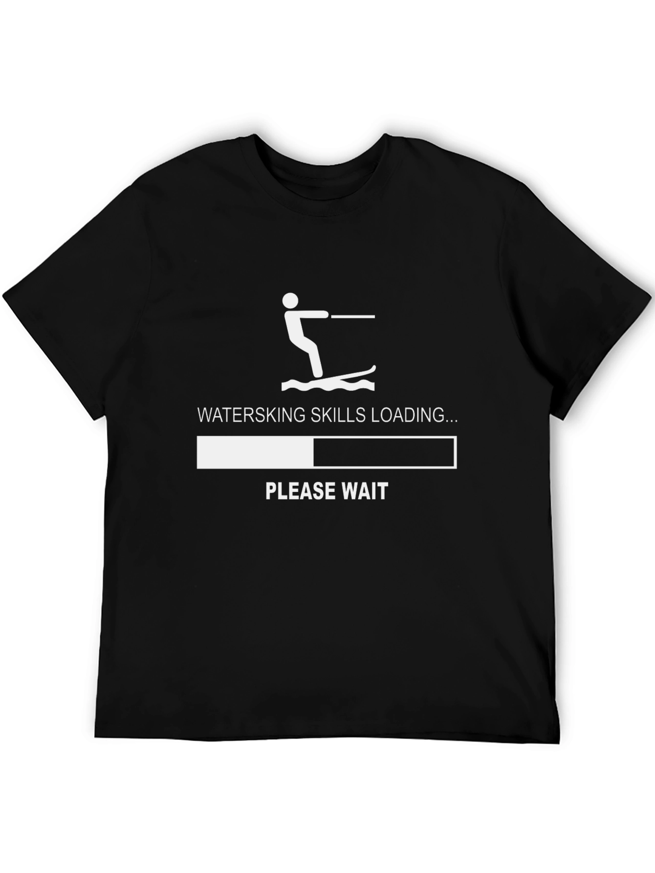 Black Waterskiing Skills Loading T-Shirt - Funny Summer Tee view 5