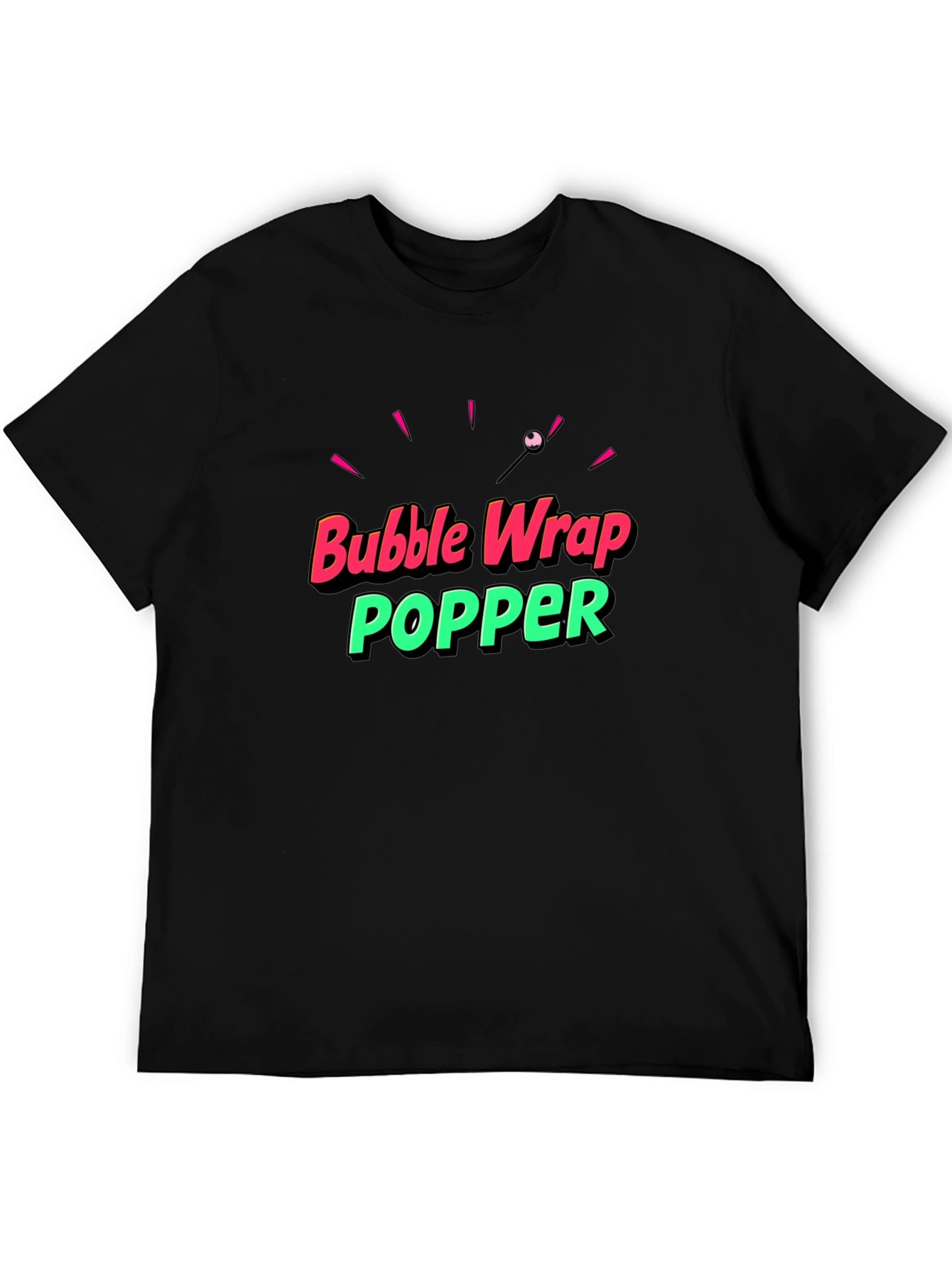 Black Bubble Wrap Popper Graphic T-Shirt view 5