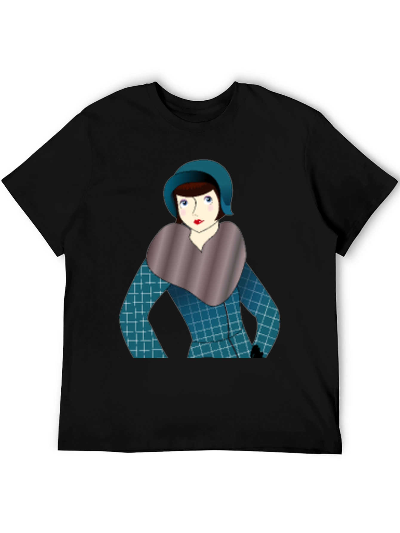 Black Vintage Lady Graphic Tee - Retro Style view 5