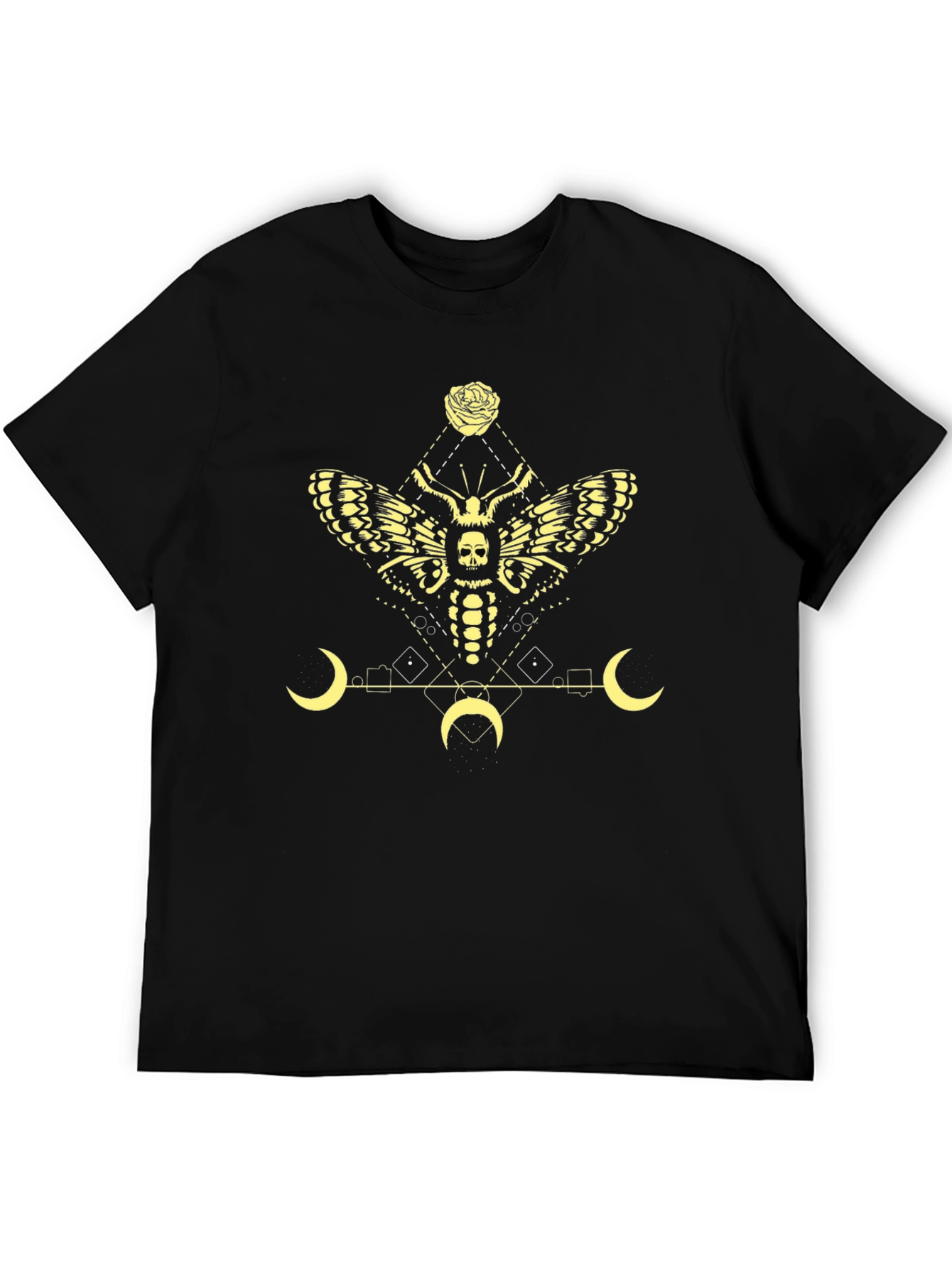 Black Gothic Moth Skull Graphic Tee view 5