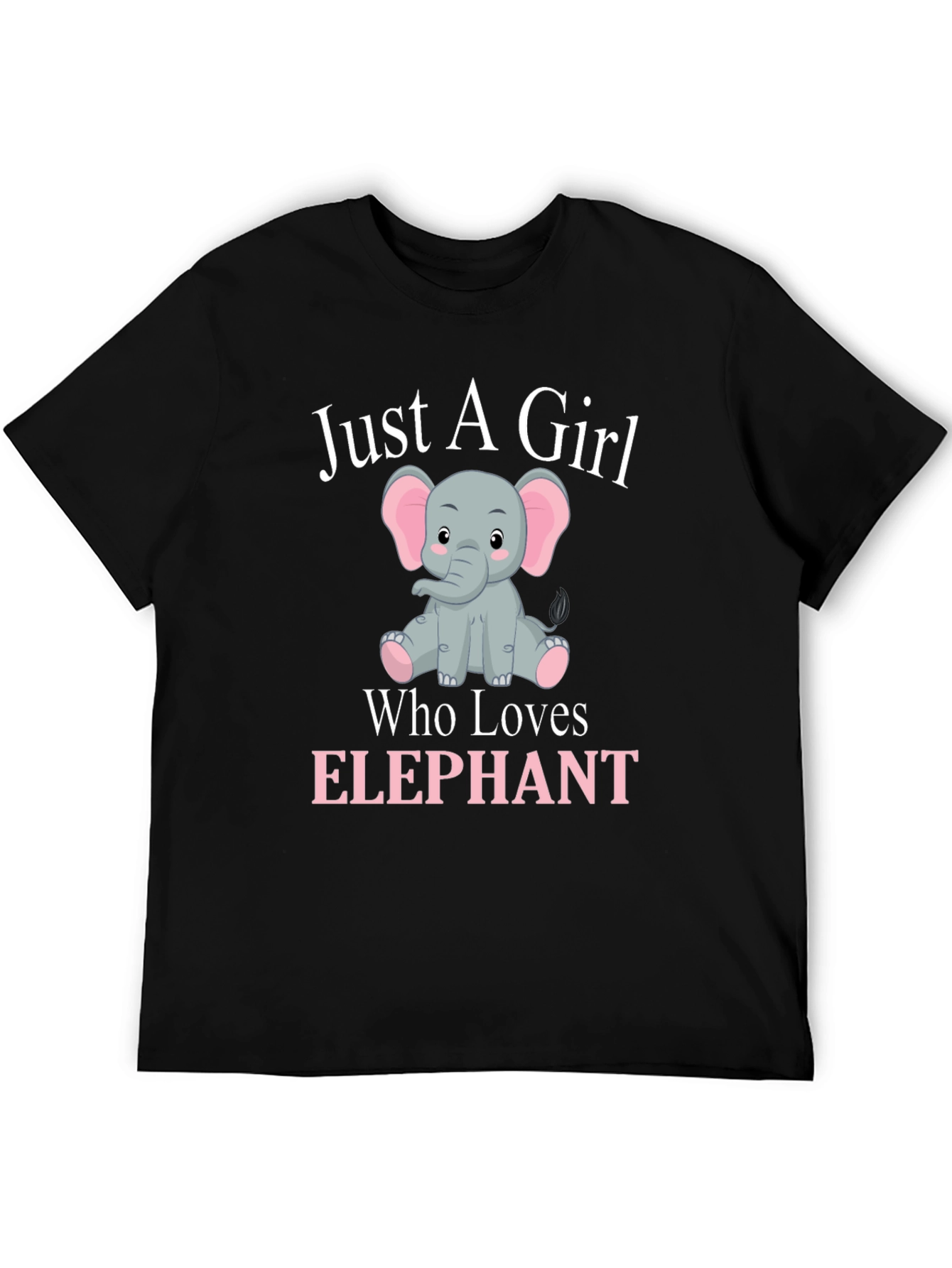 Black Just a Girl Who Loves Elephants T-Shirt view 5