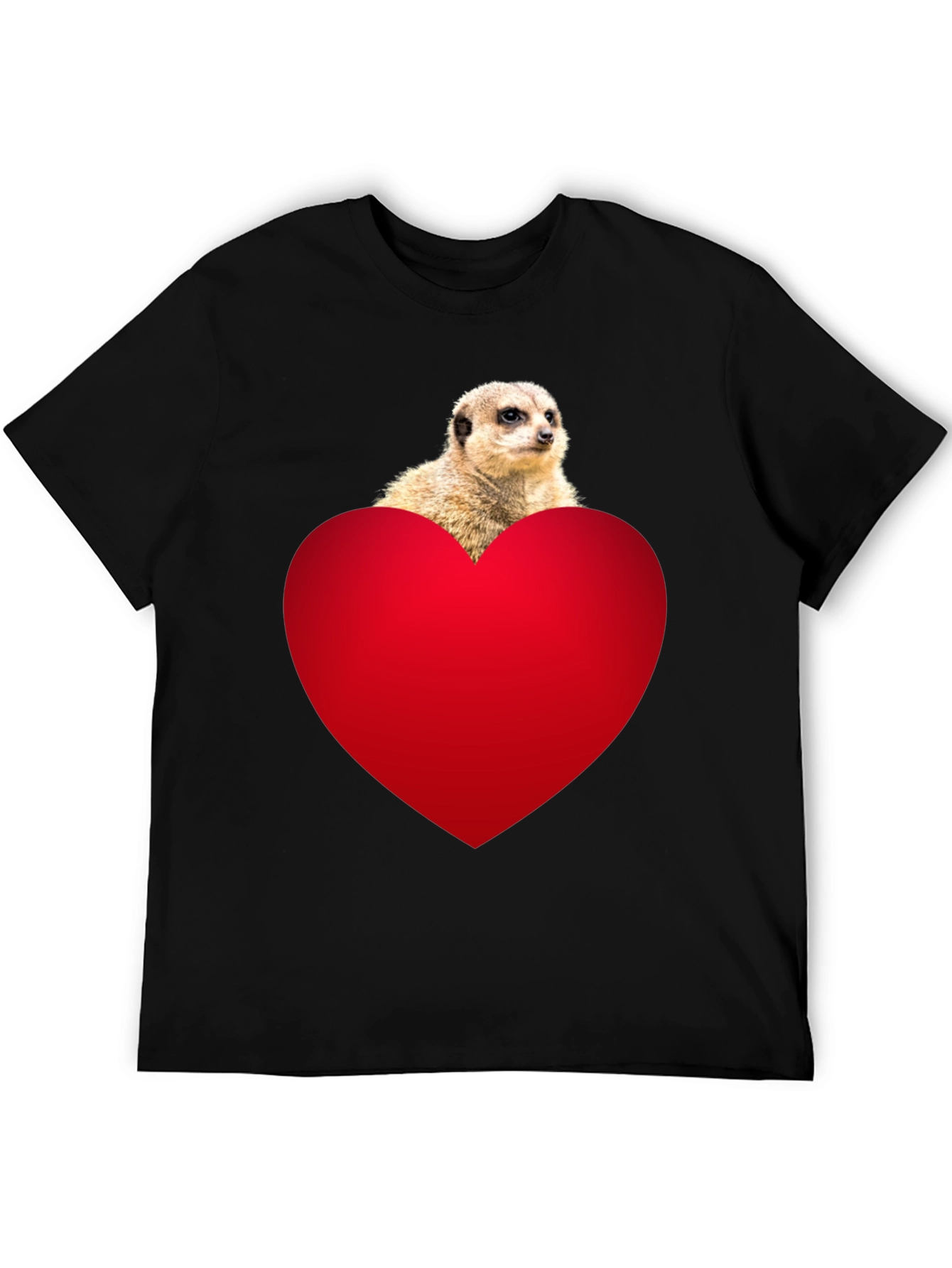 Black Meerkat Heart T-Shirt - Cute Animal Tee view 5