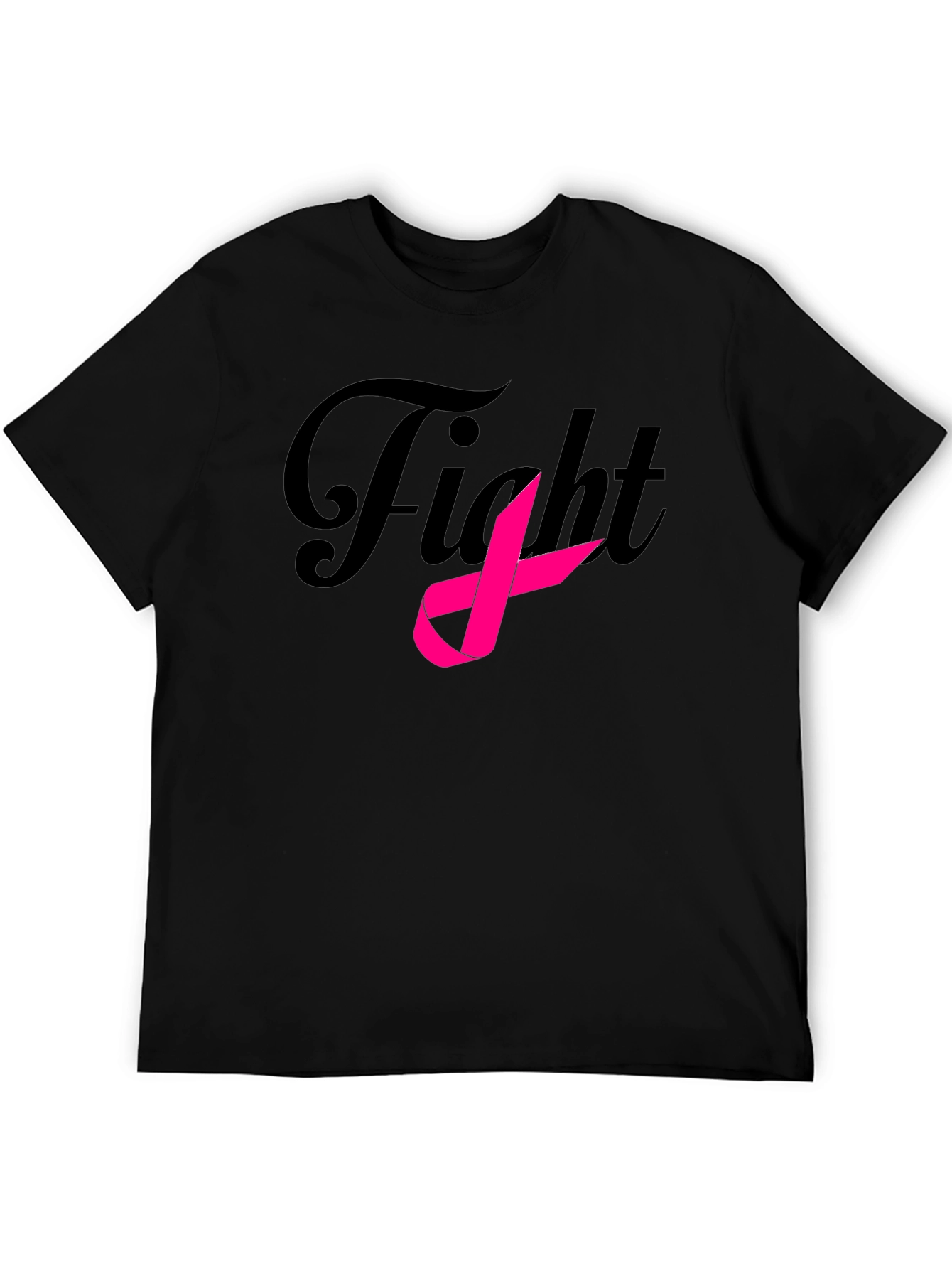Black Fight Breast Cancer Ribbon Black T-Shirt view 5