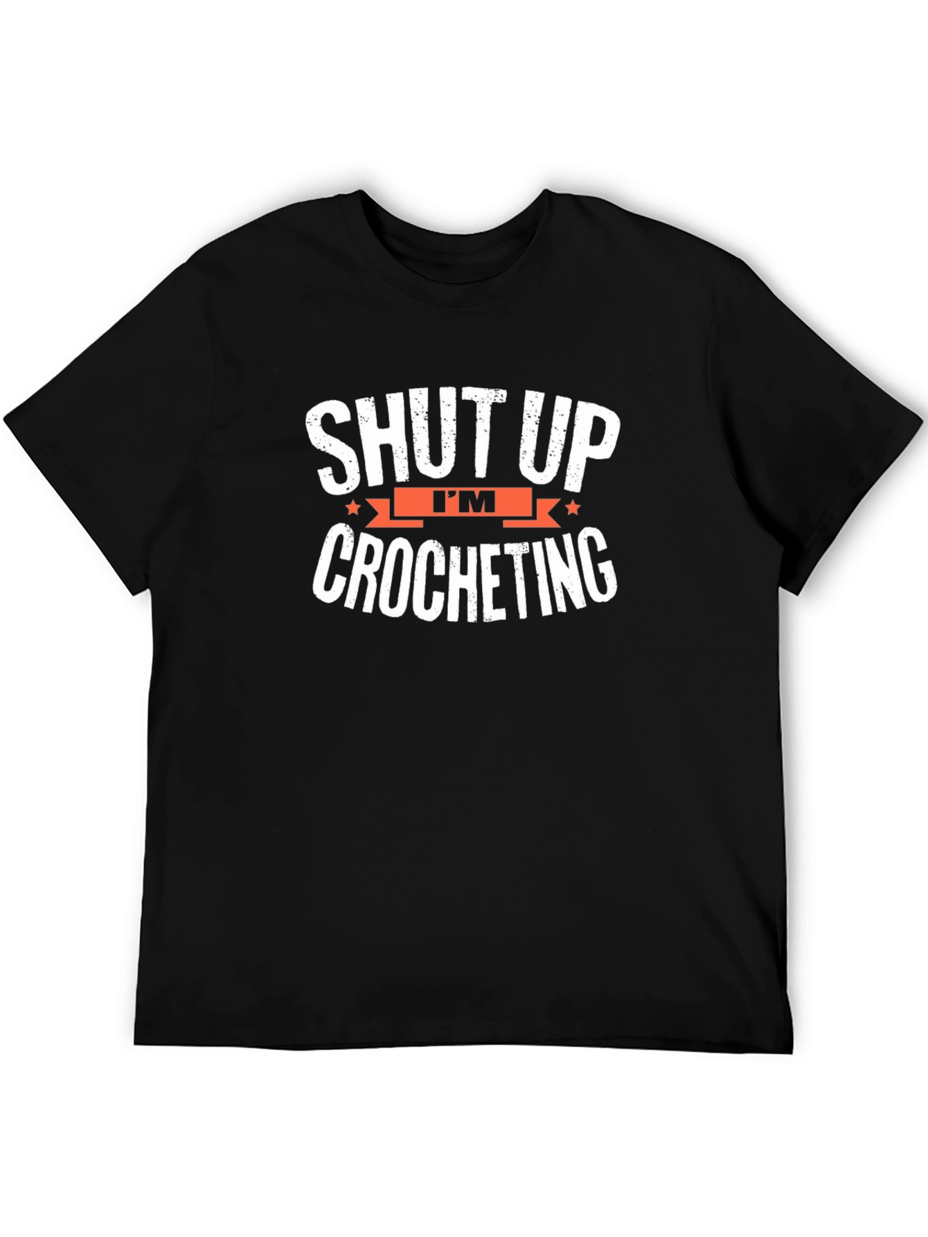 Black Shut Up I'm Crocheting T-Shirt Funny Hobby Tee view 5