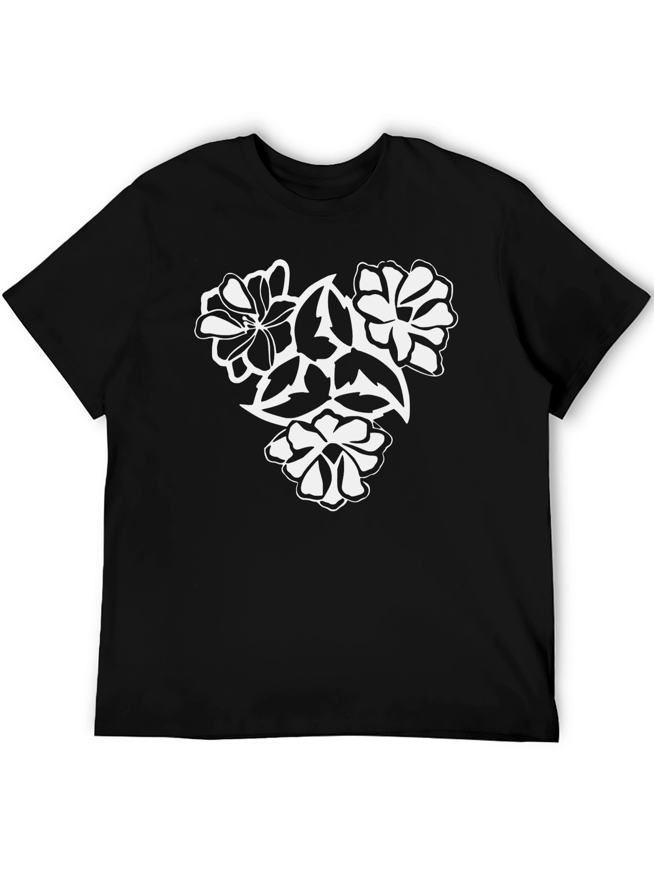 Black Floral Graphic Print Black T-Shirt view 5