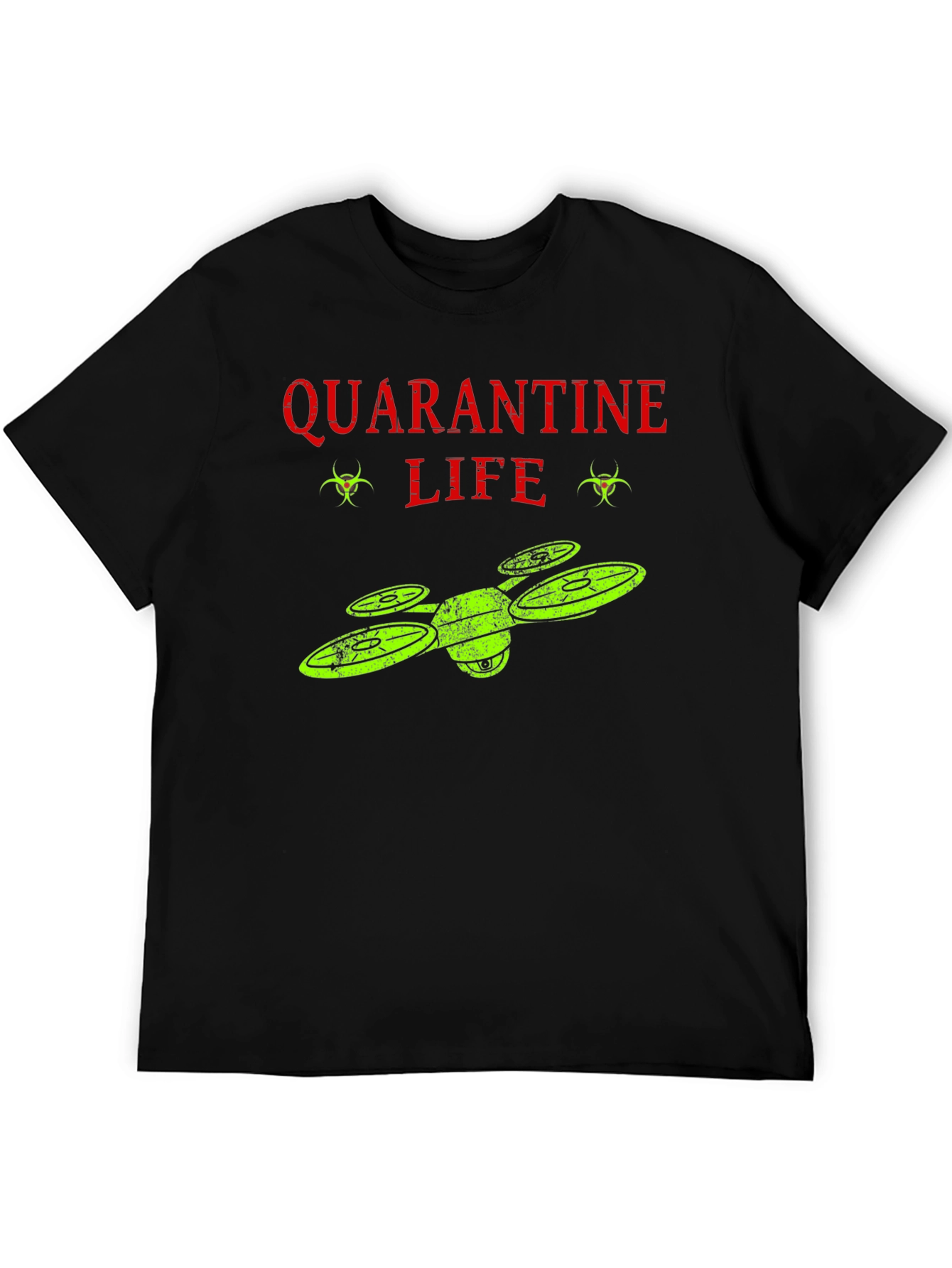 Black Quarantine Life Drone T-Shirt - Funny Novelty Tee view 5