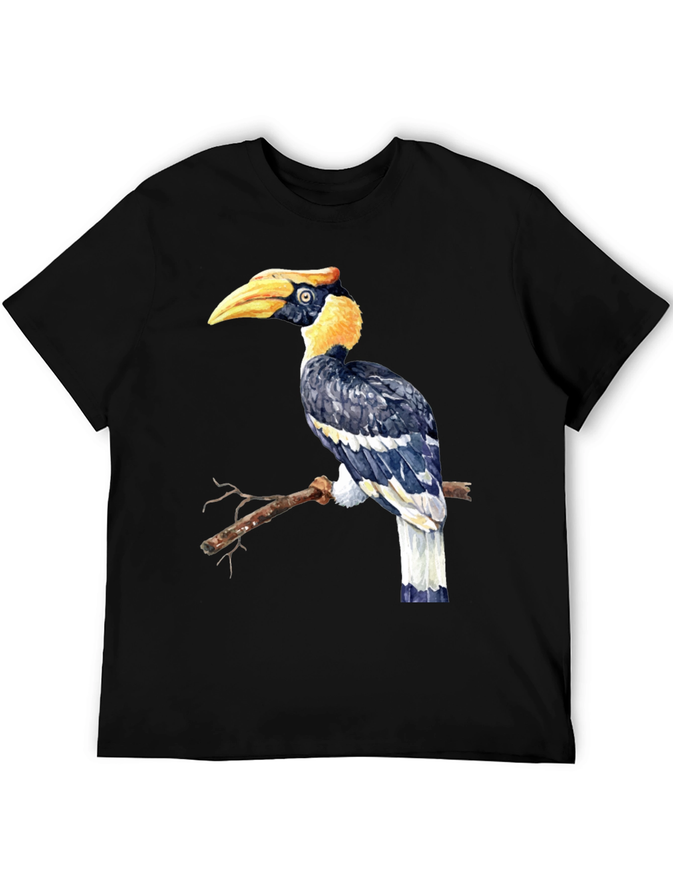 Black Hornbill Bird Graphic Tee - Unique Animal Design T-Shirt view 5