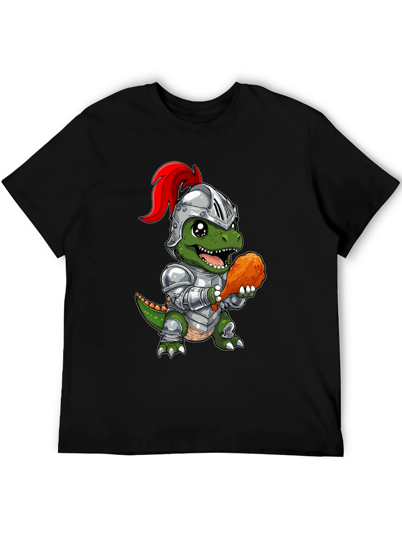 Black Dino Knight T-Shirt - Chicken Leg Champion view 5