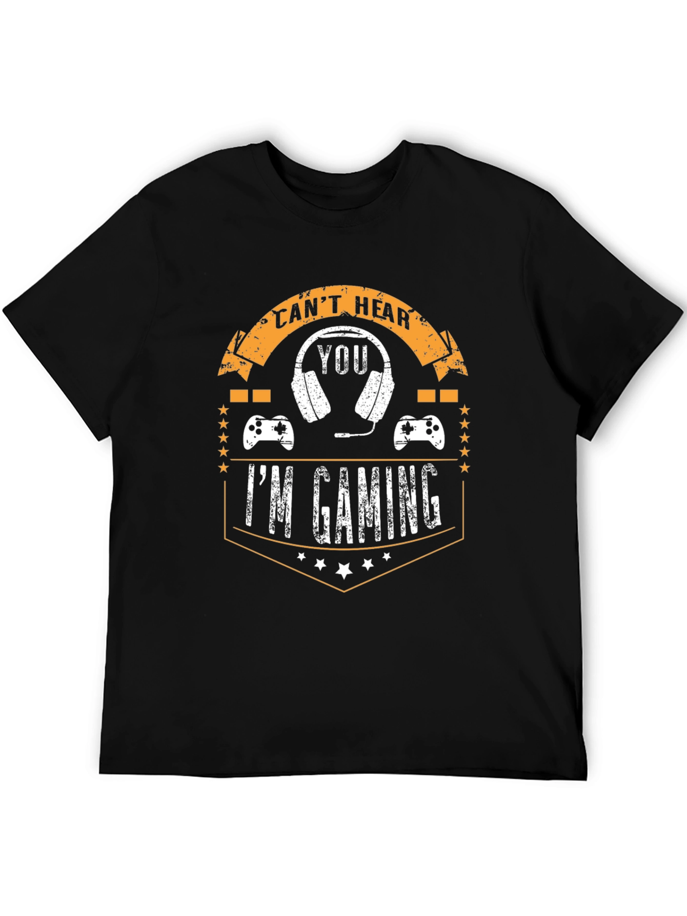 Black I Can't Hear You I'm Gaming Black T-Shirt view 5