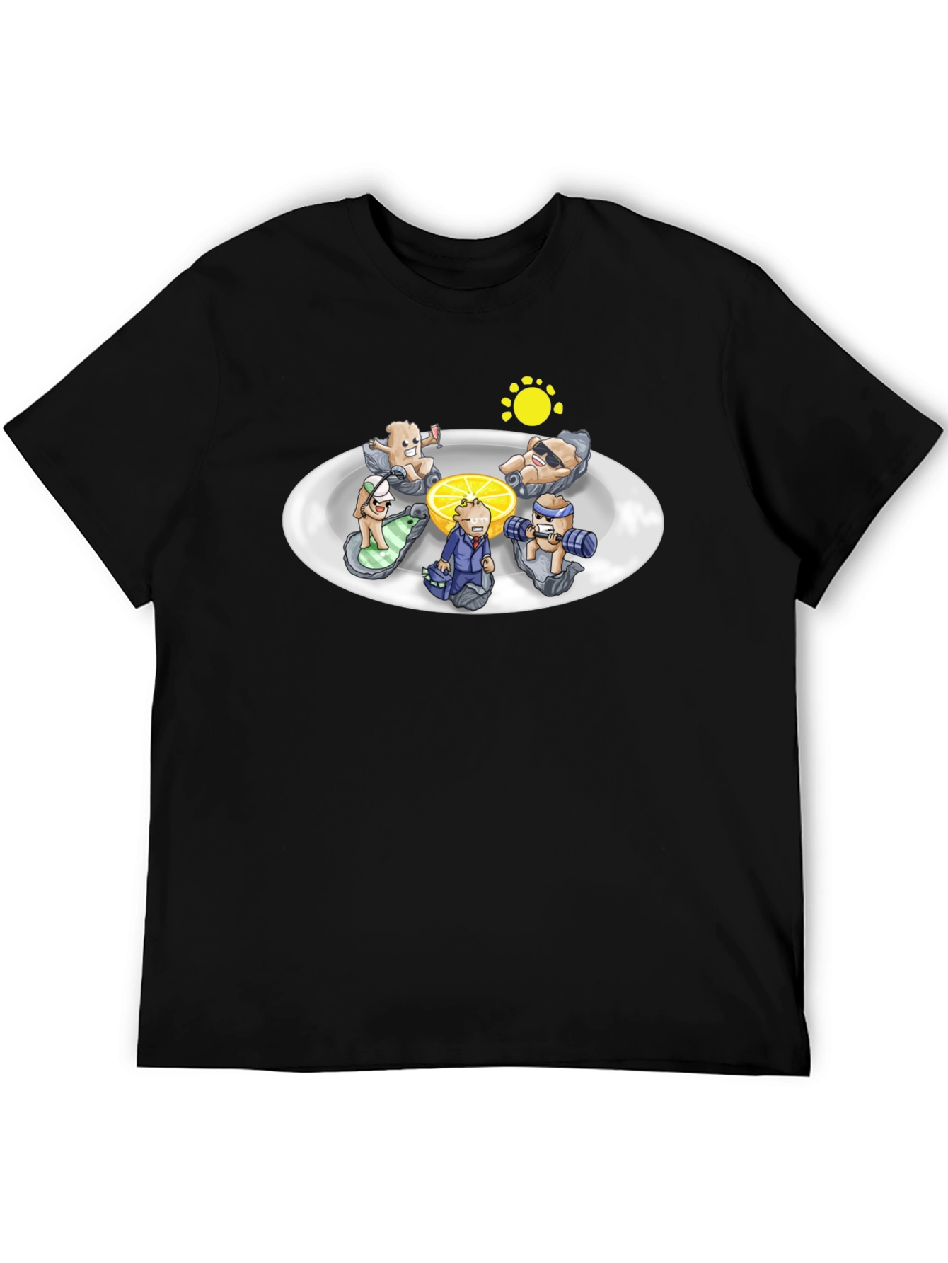 Black Oyster Character Graphic Black T-Shirt view 5