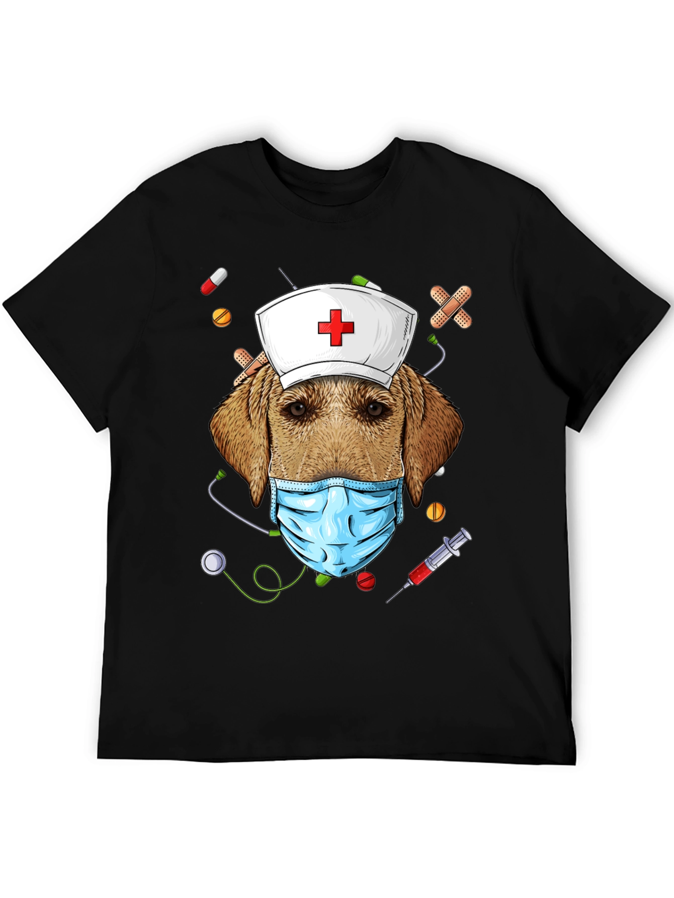 Black Dog Nurse Novelty Graphic T-Shirt view 5
