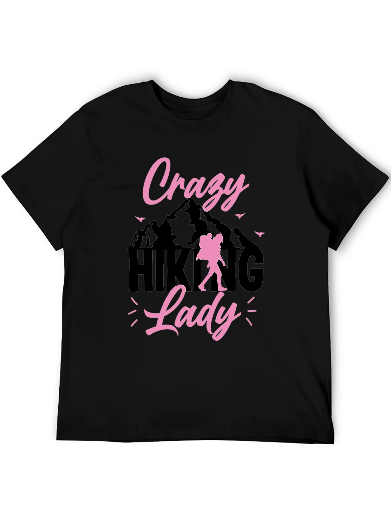 Black Crazy Hiking Lady Graphic Tee view 5