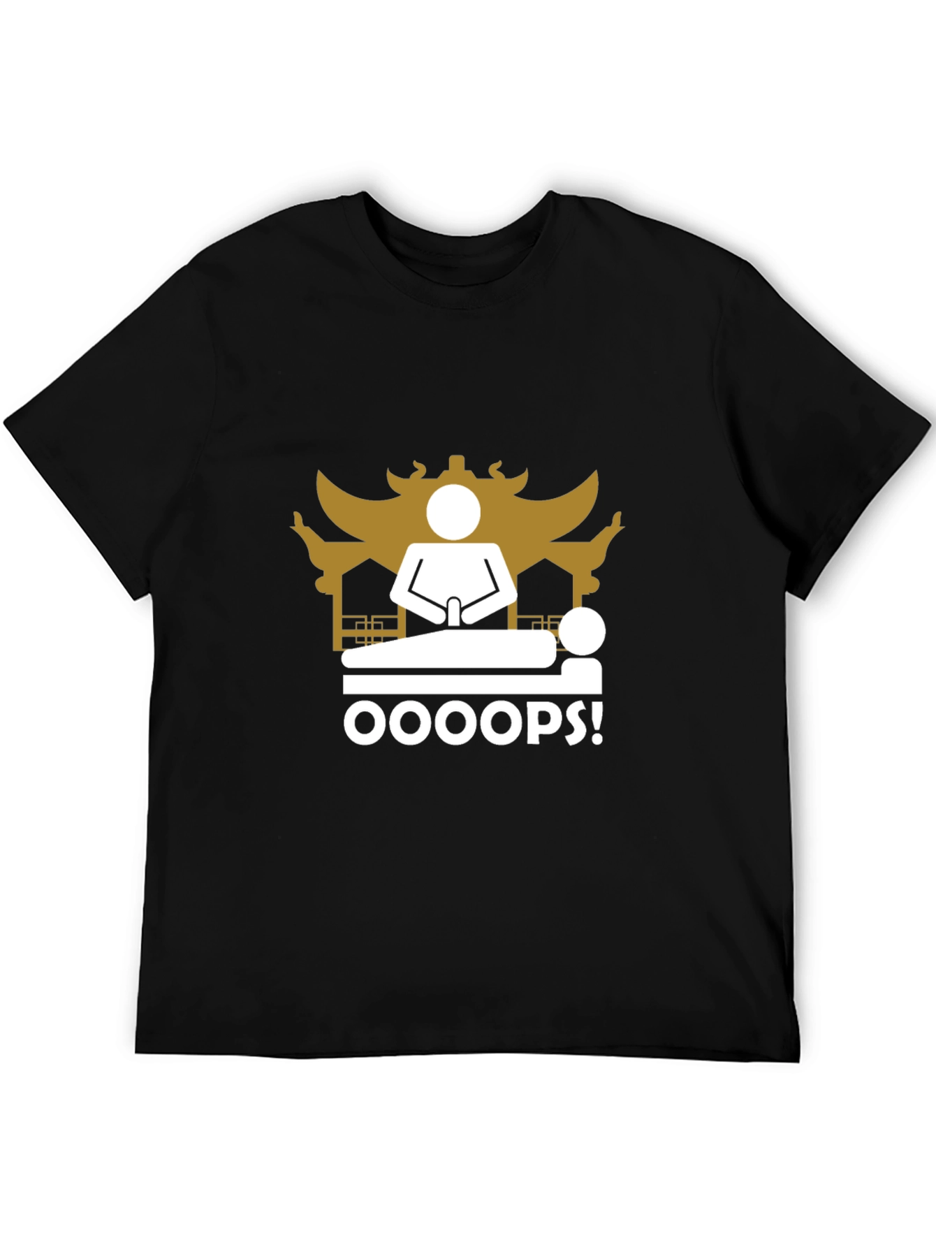 Black Oops! Funny Black T-Shirt - Unique Graphic Tee view 5