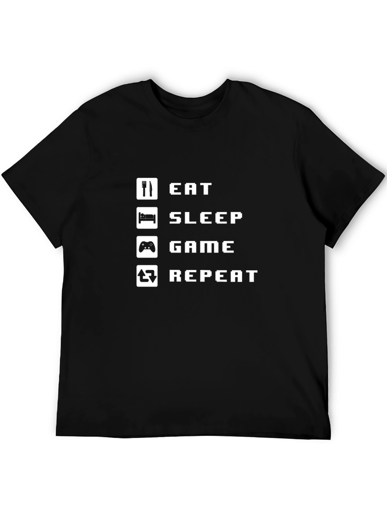 Black Eat Sleep Game Repeat Black Graphic Tee view 5