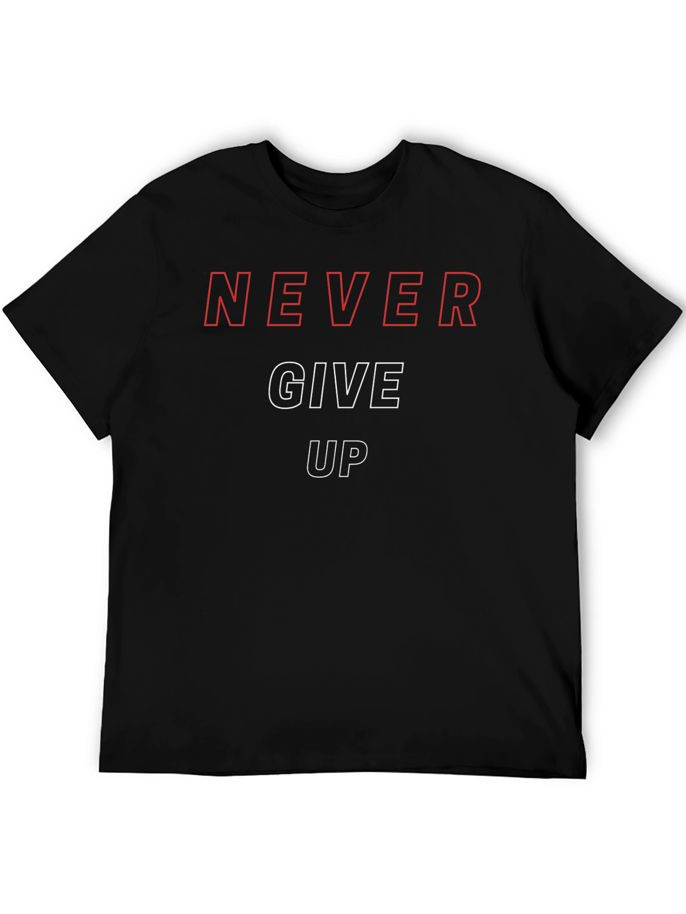 Black Never Give Up Graphic Tee - Motivational Design view 5
