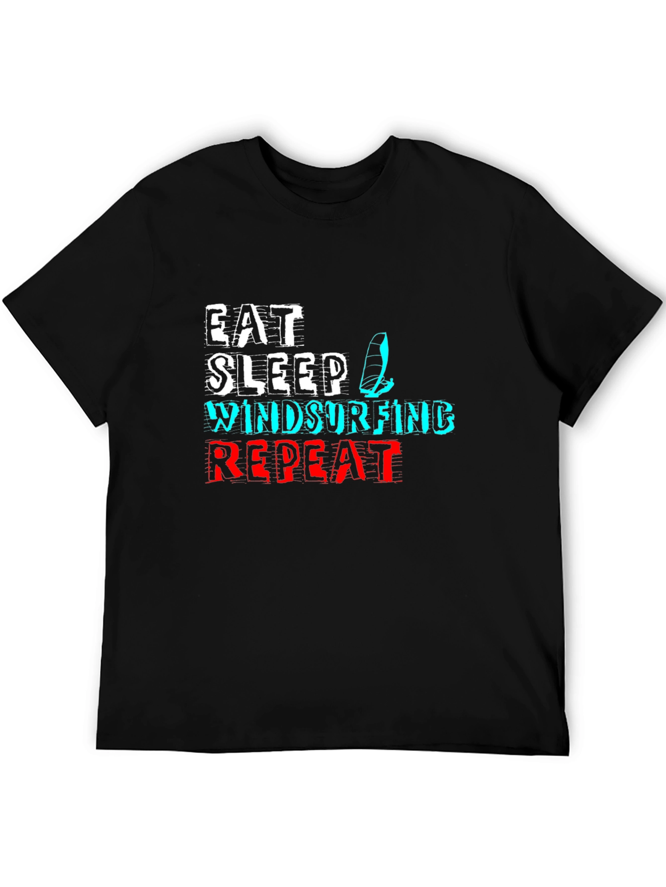 Black Eat Sleep Windsurfing Repeat T-Shirt view 5