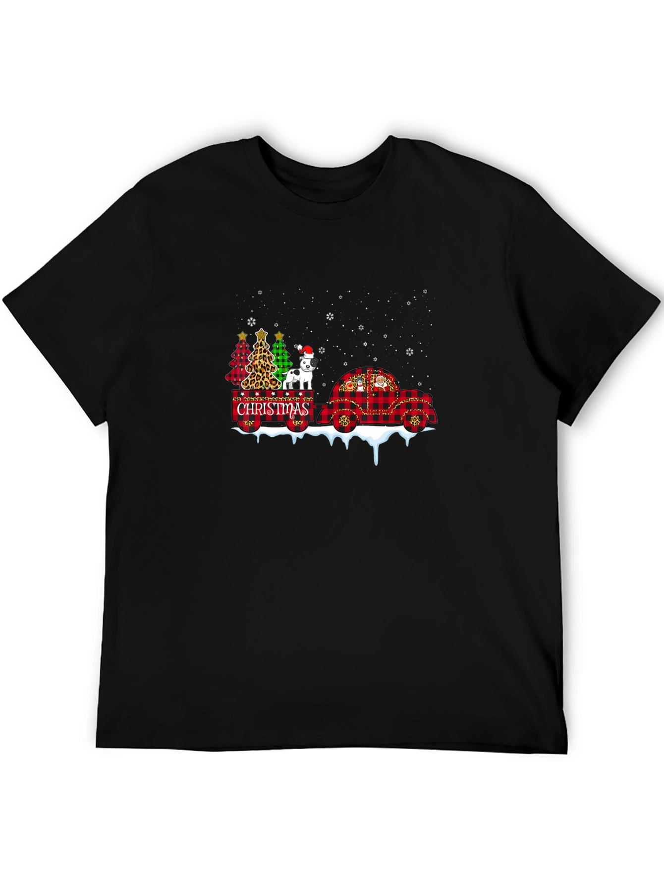Black Festive Christmas Dog Graphic Tee view 5