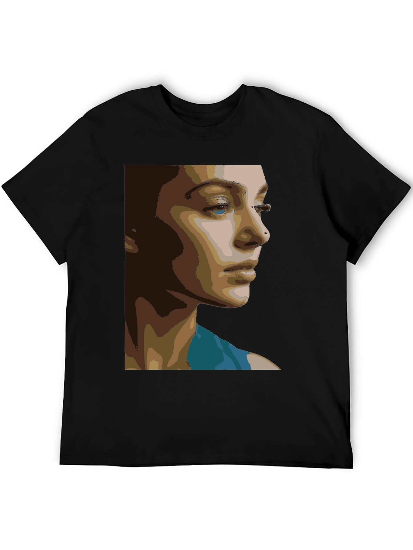 Black Abstract Portrait Graphic Tee - Unisex Black T-Shirt view 5