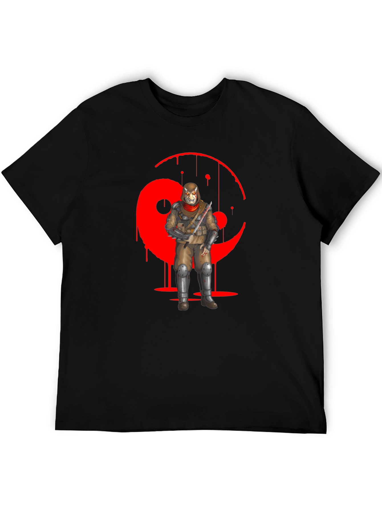 Black Red Yin Yang Ninja Graphic Black T-Shirt view 5