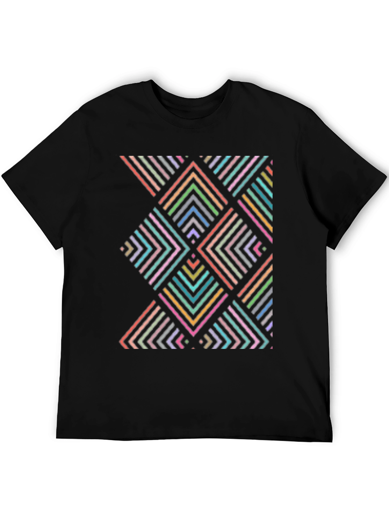 Geometric Arrow Pattern T-Shirt - Black - 5