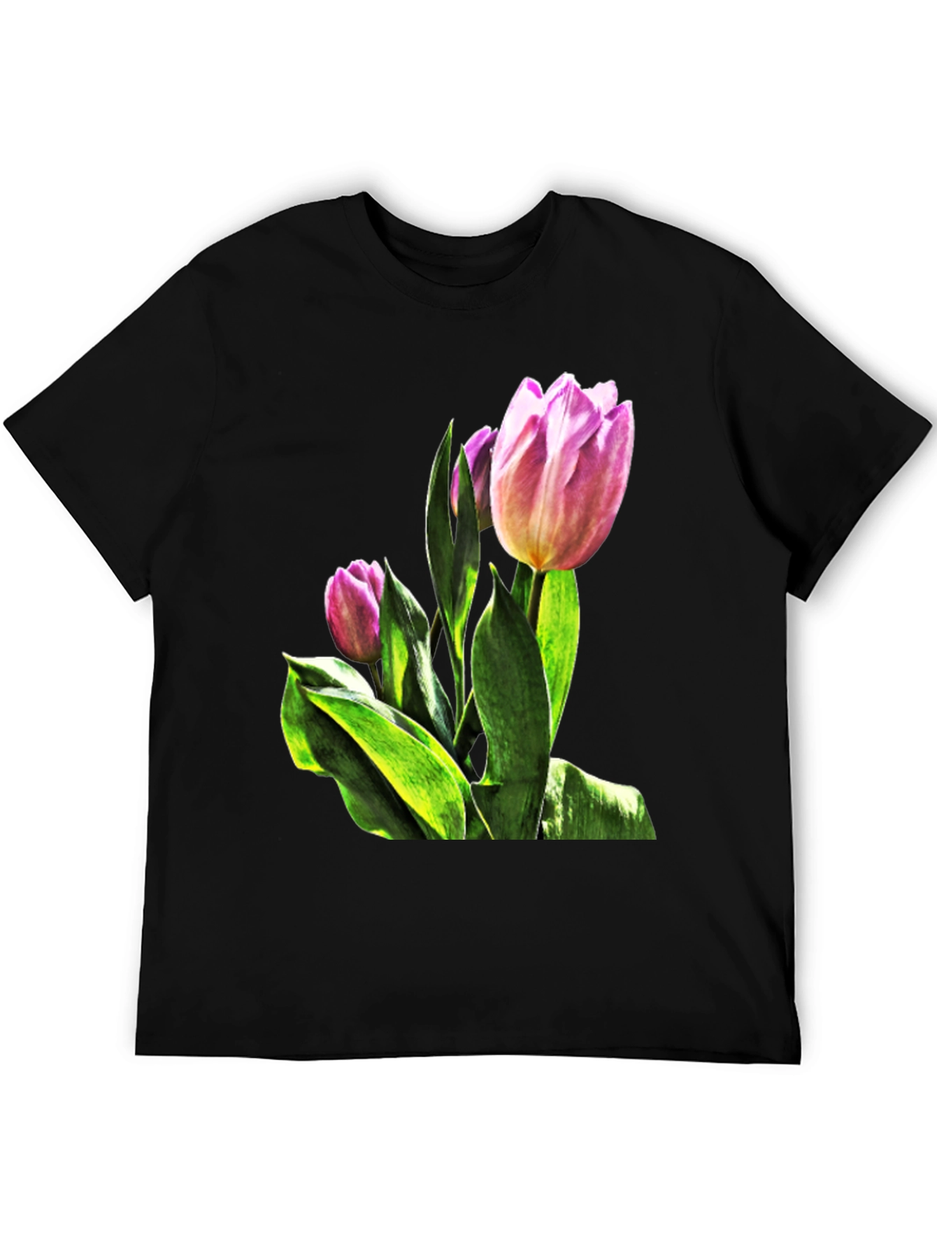 Black Tulip Flower Graphic T-Shirt - Stylish Floral Tee view 5