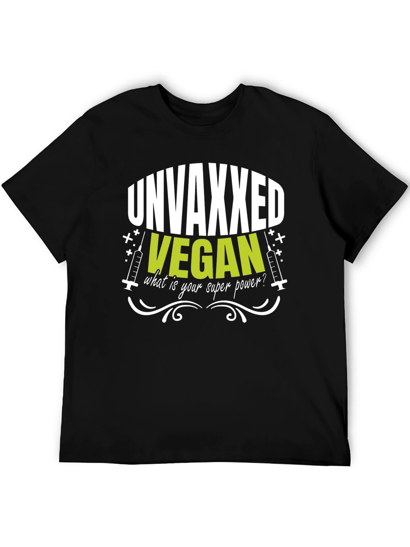 Black Unvaxxed Vegan Superpower T-Shirt view 5