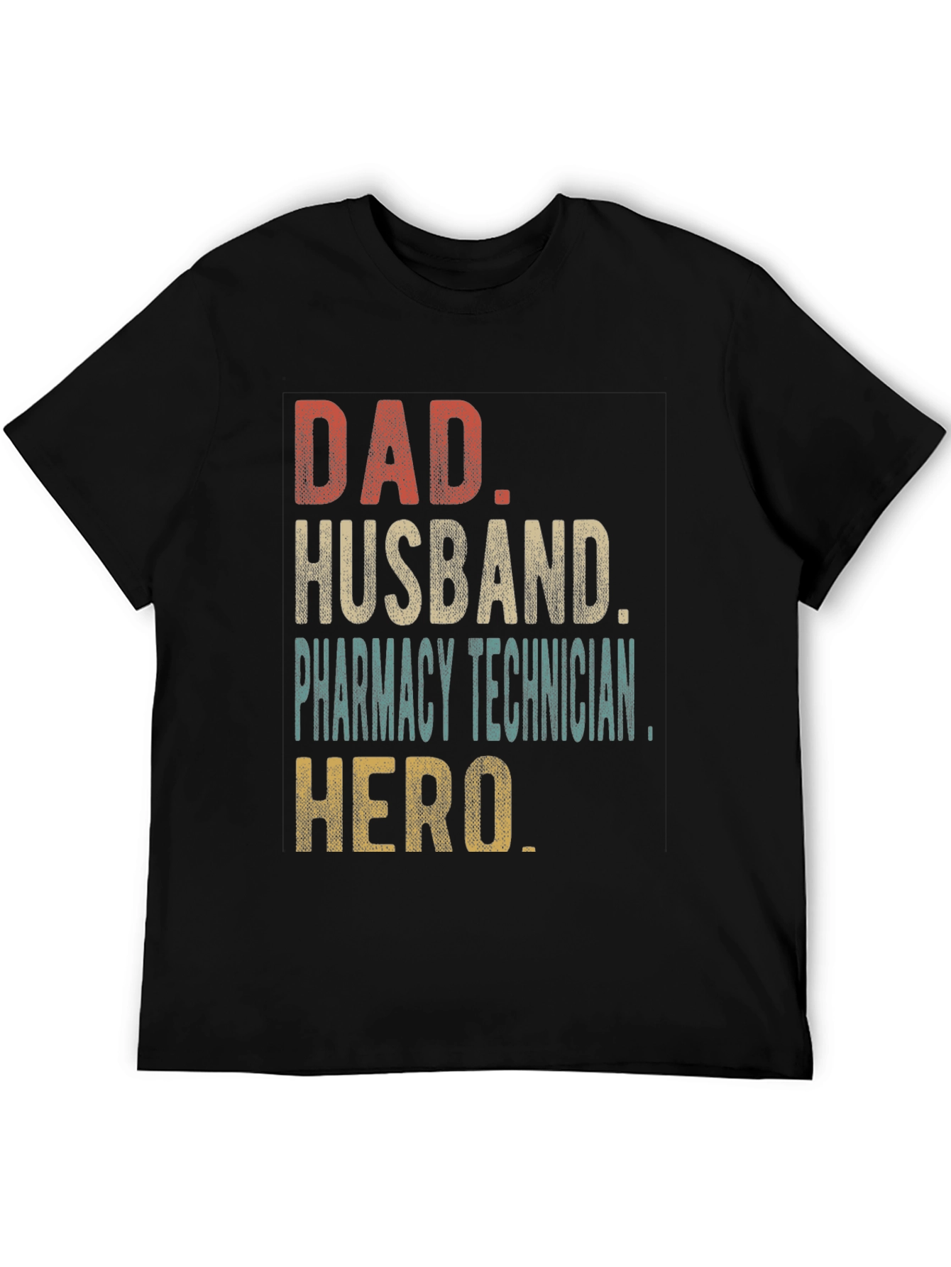 Black Dad Husband Pharmacy Technician Hero T-Shirt view 5