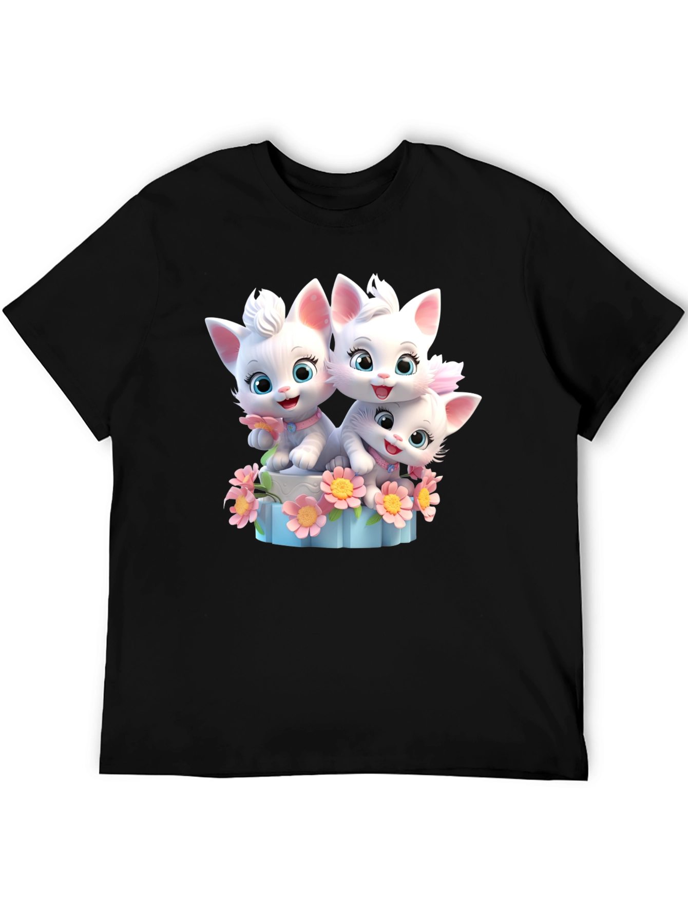 Black Cute Cats Black T-Shirt view 5