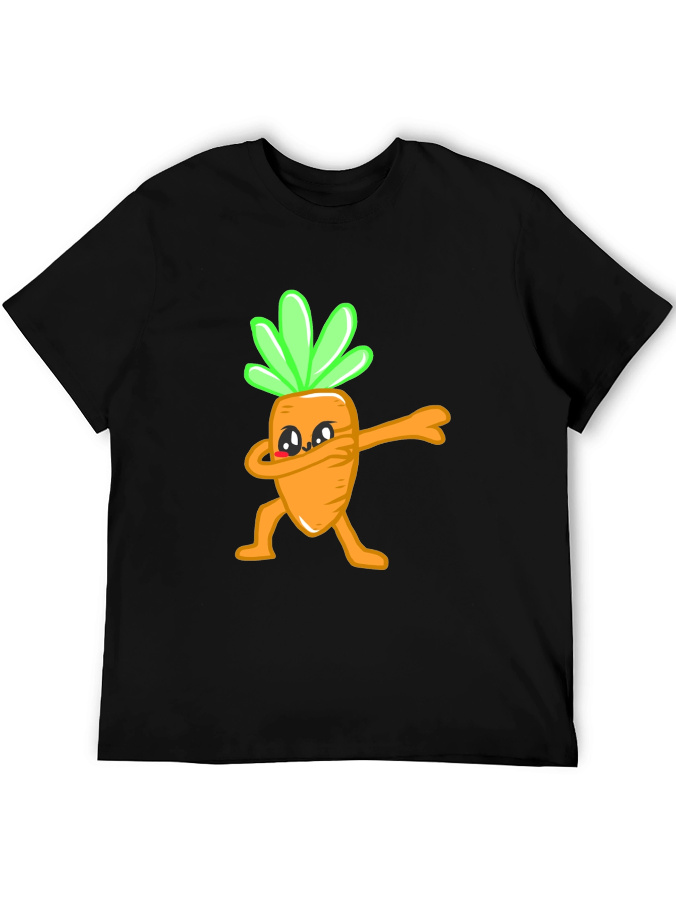 Black Funny Dabbing Carrot Graphic Tee - Black Cotton T-Shirt view 5