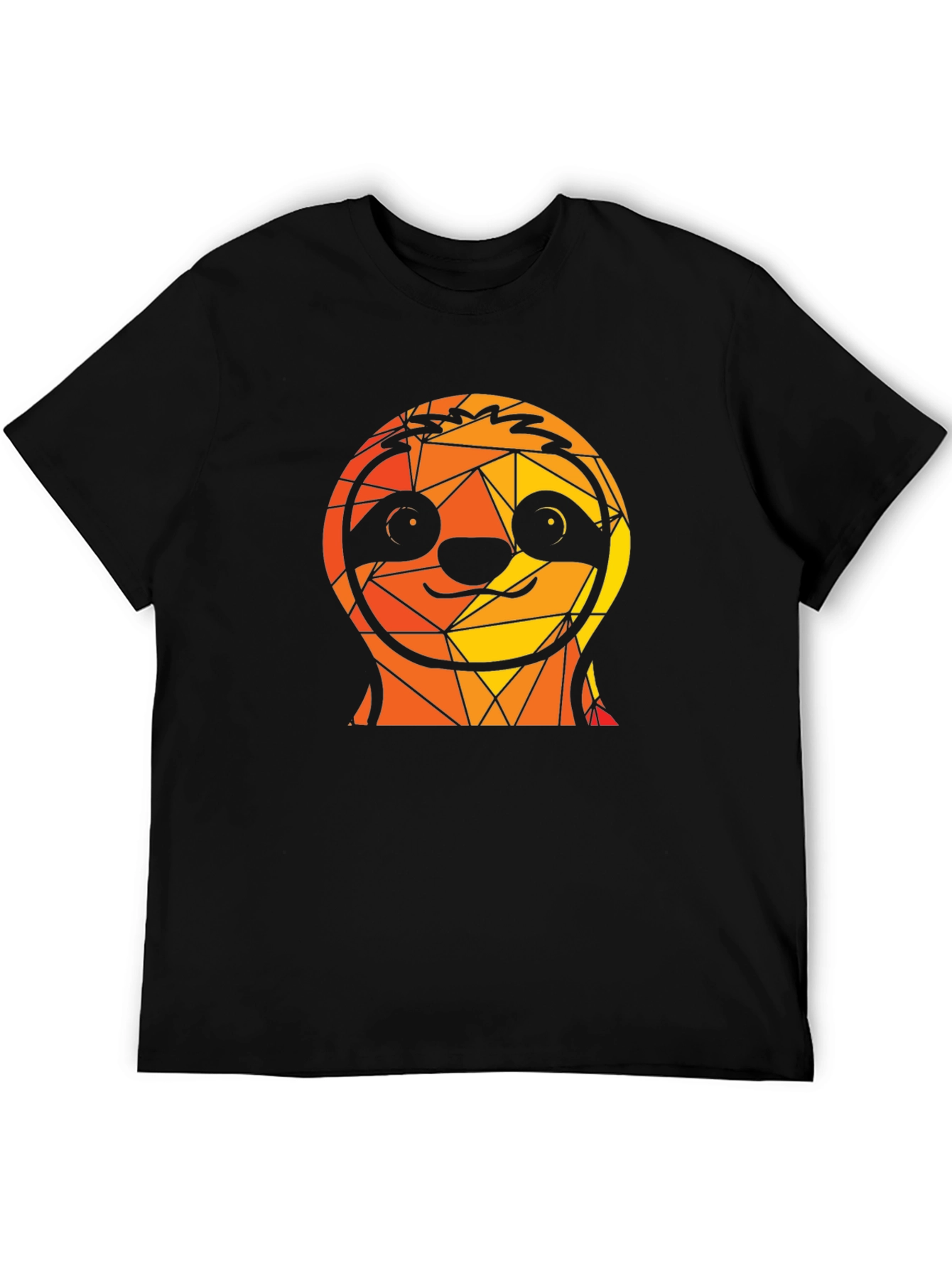 Black Geometric Sloth Graphic Black T-Shirt view 5