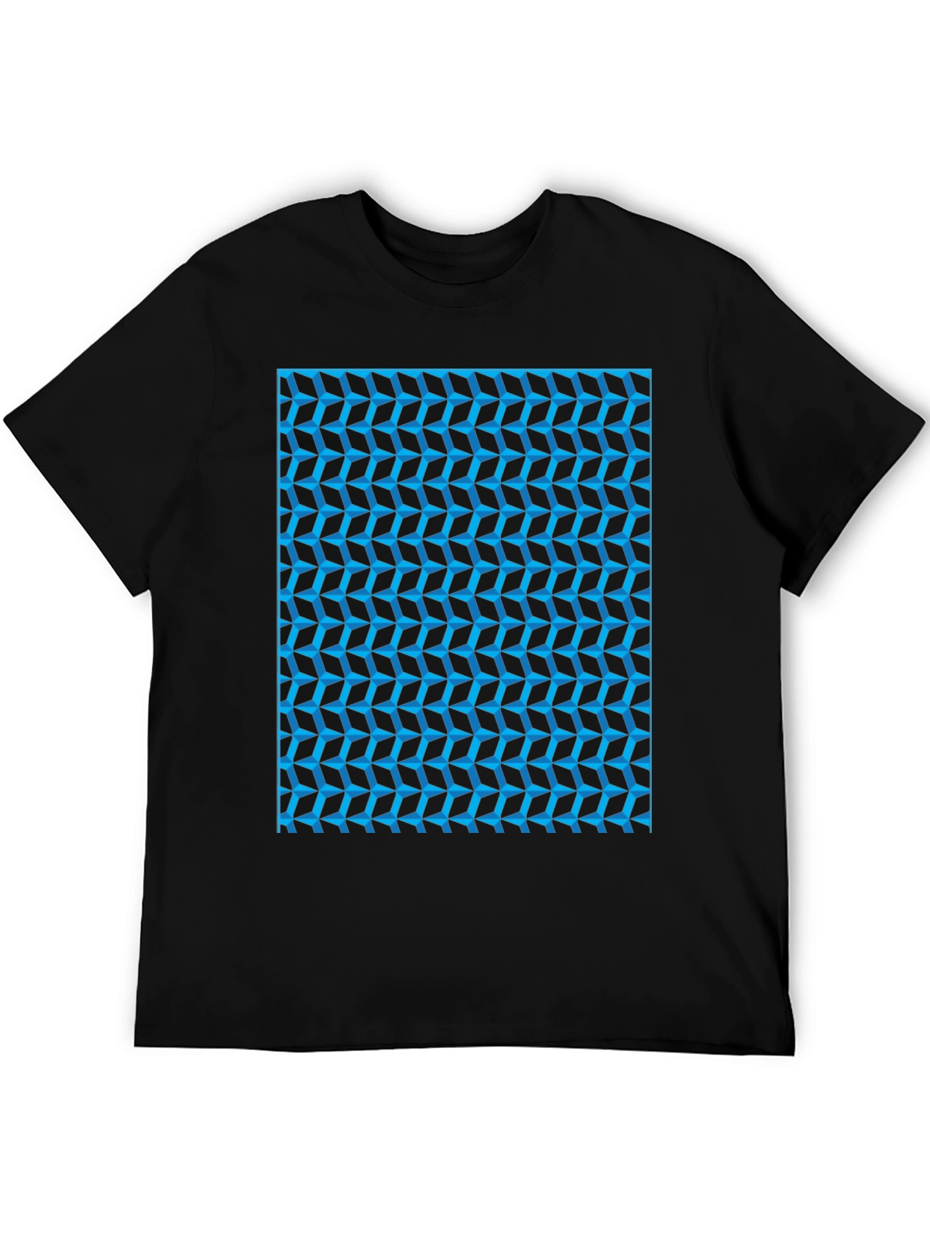Black Abstract Geometric Print Black T-Shirt view 5