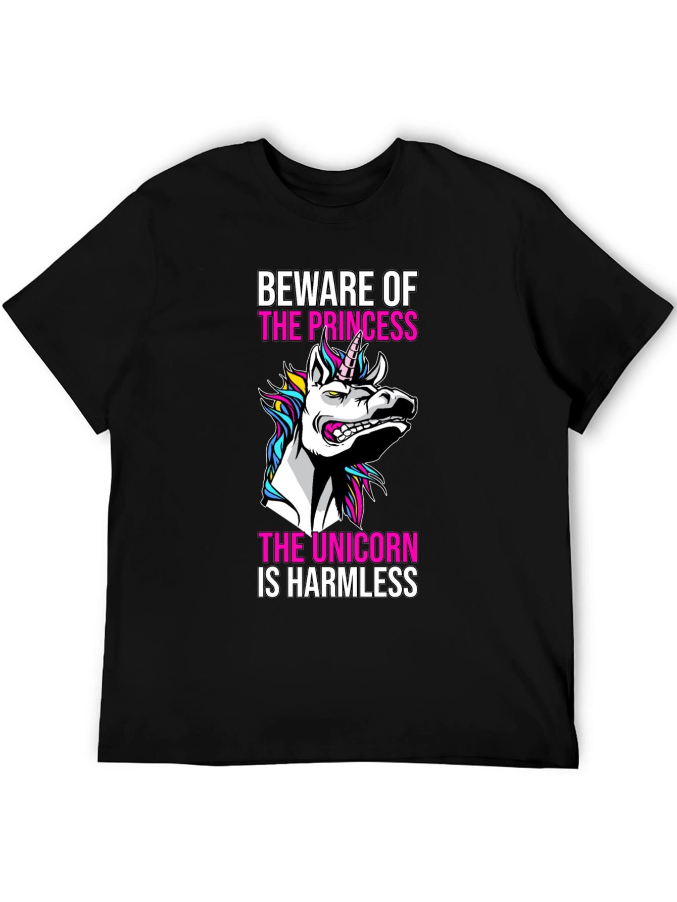 Black Beware the Princess, Unicorn T-Shirt view 5