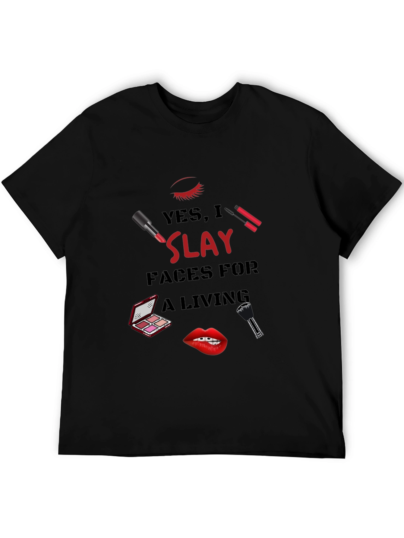 Black Slay Faces Graphic Tee - Makeup Artist T-Shirt view 5
