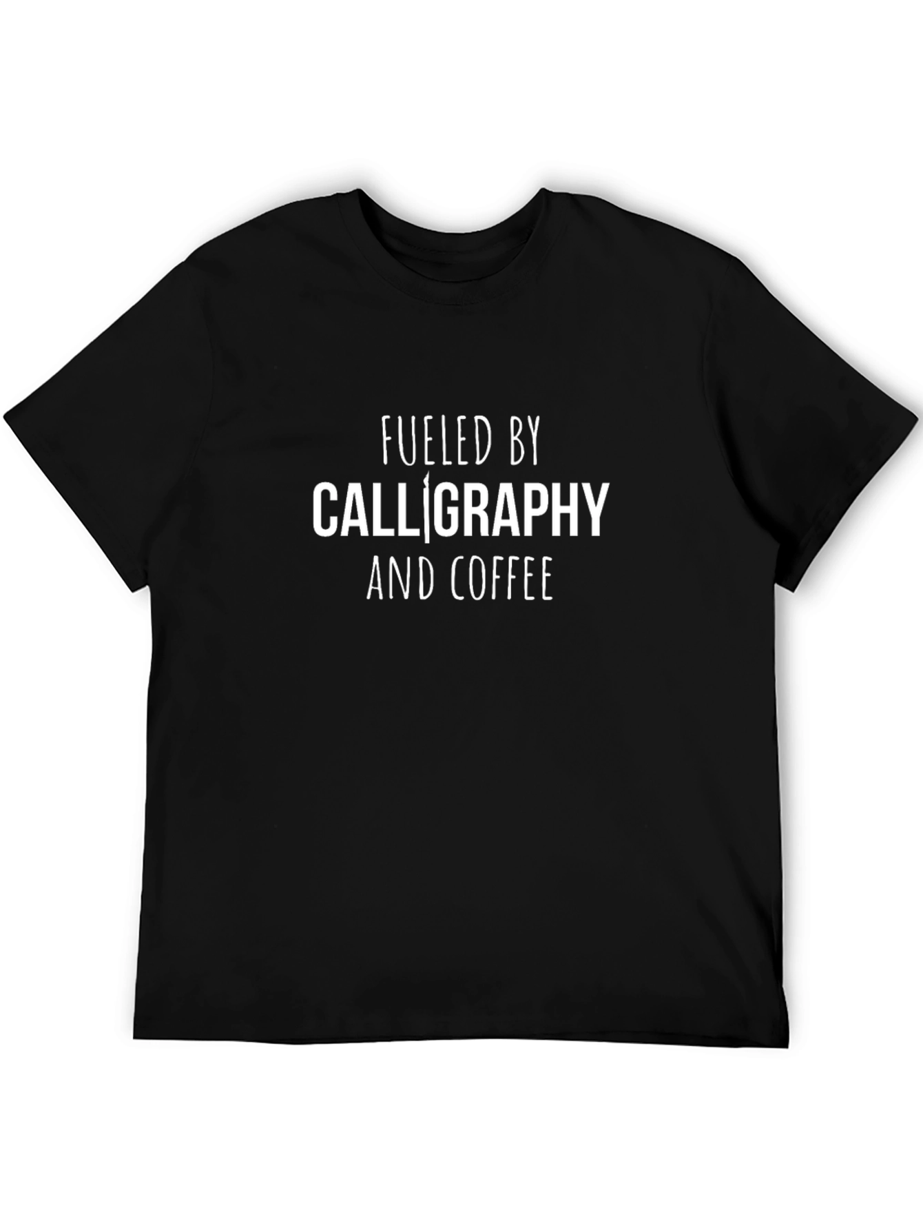 Black Fueled by Calligraphy and Coffee T-Shirt view 5