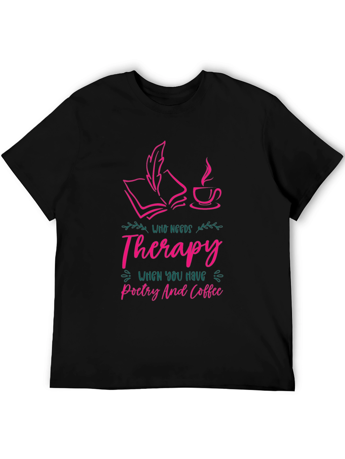 Black Poetry & Coffee Therapy T-Shirt - Book Lover Tee view 5