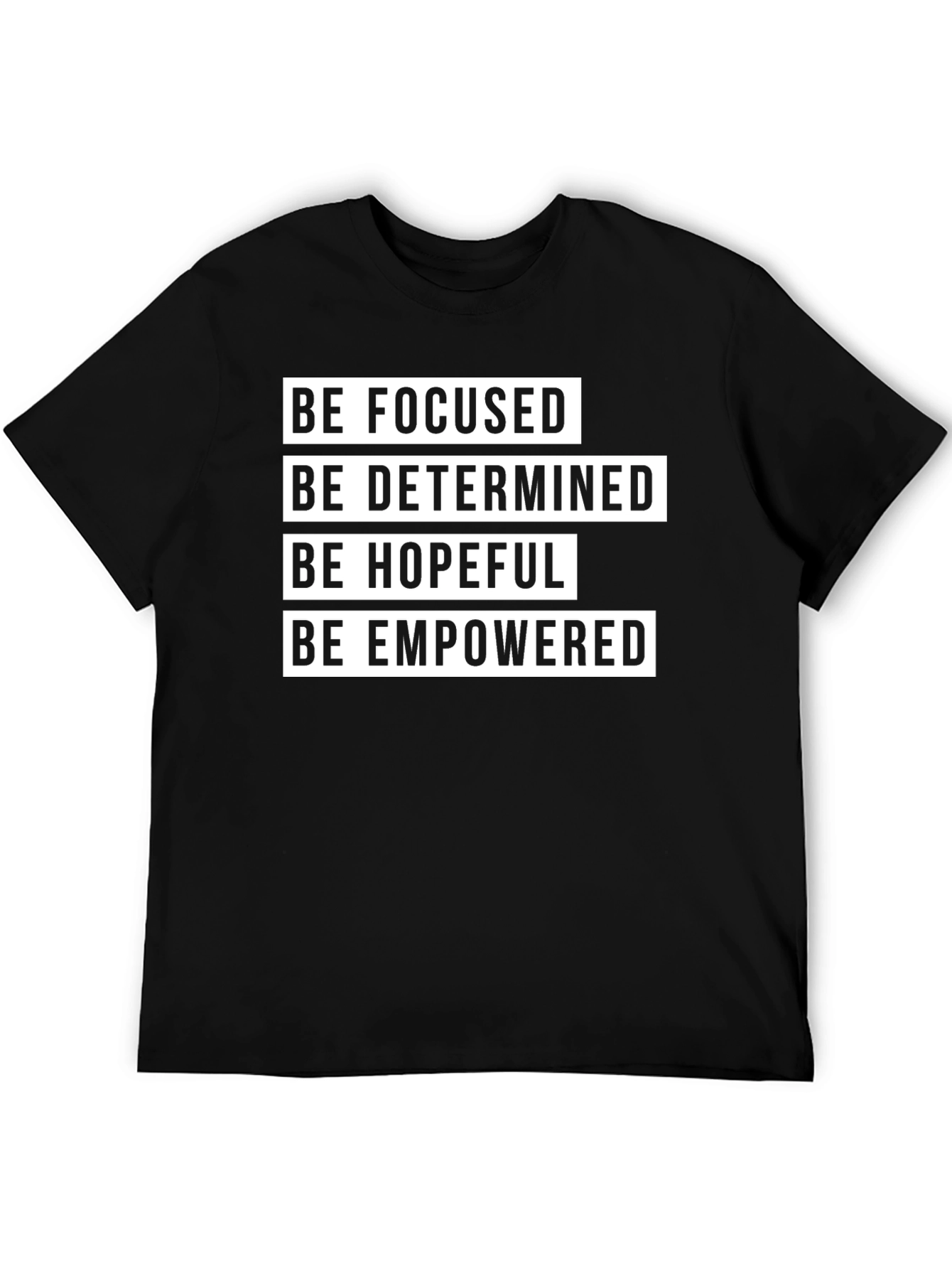 Black Motivational Graphic T-Shirt: Be Focused view 5