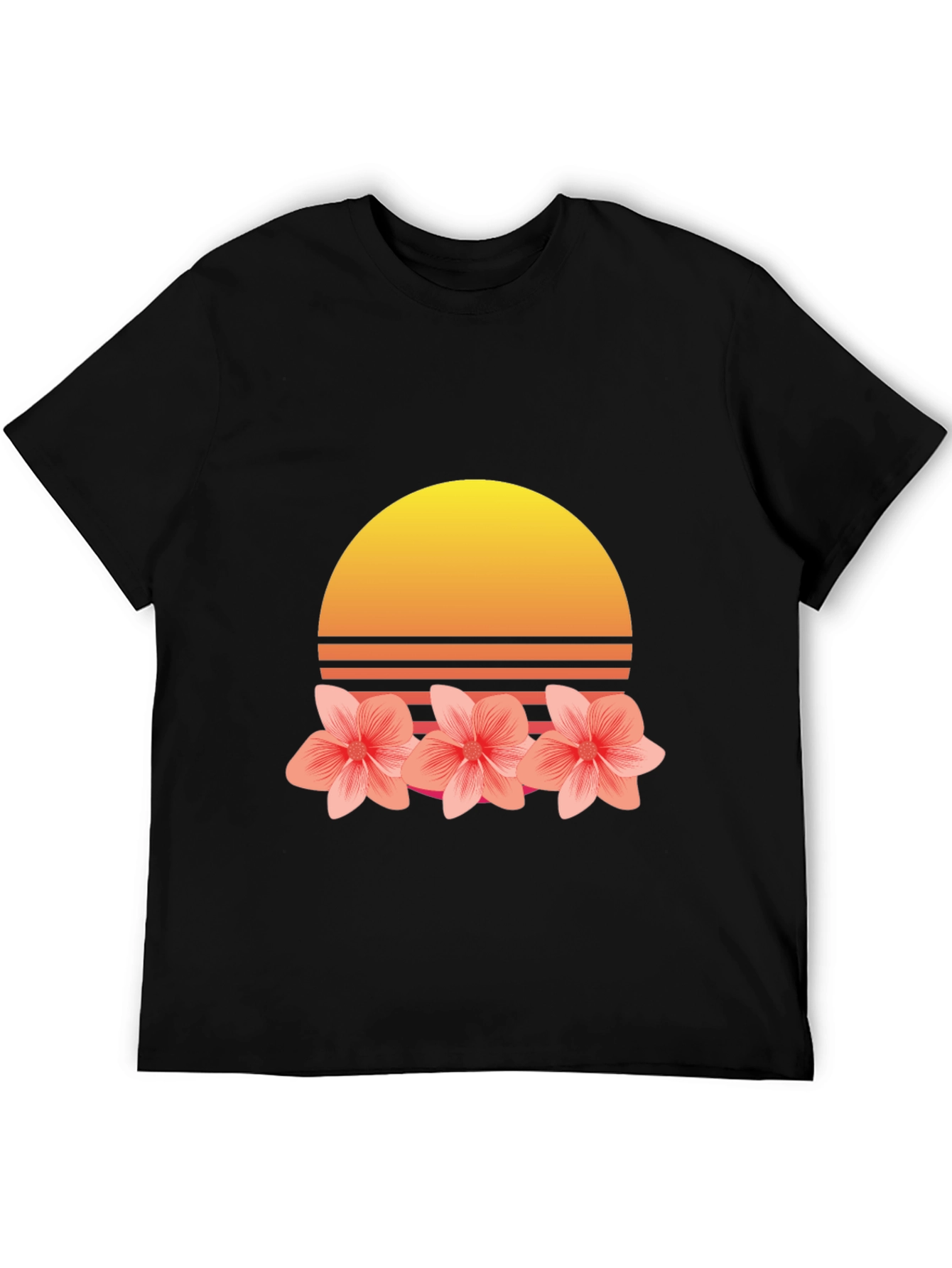 Black Retro Sunset Floral T-Shirt view 5