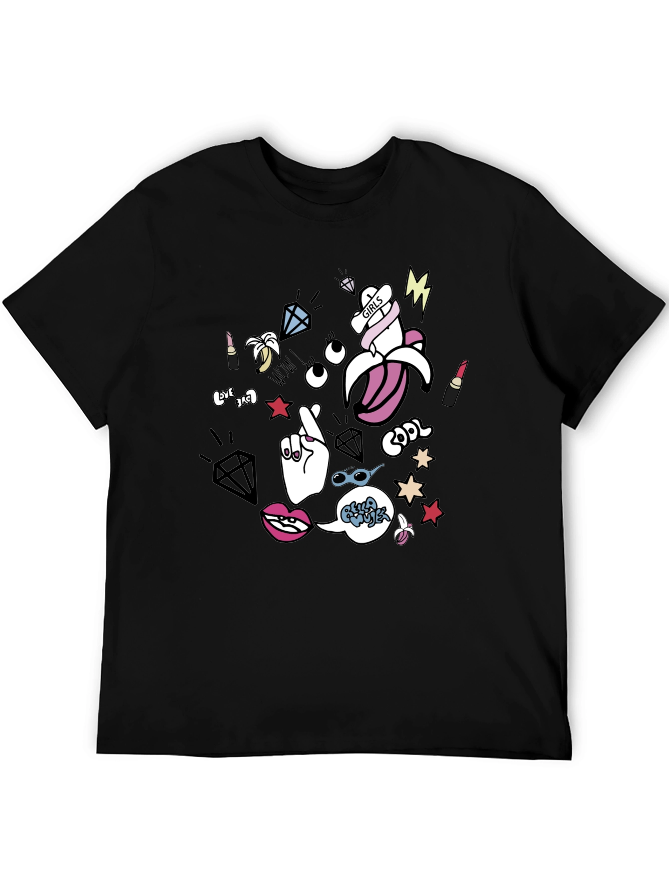 Black Funky Graphic Print T-Shirt view 5